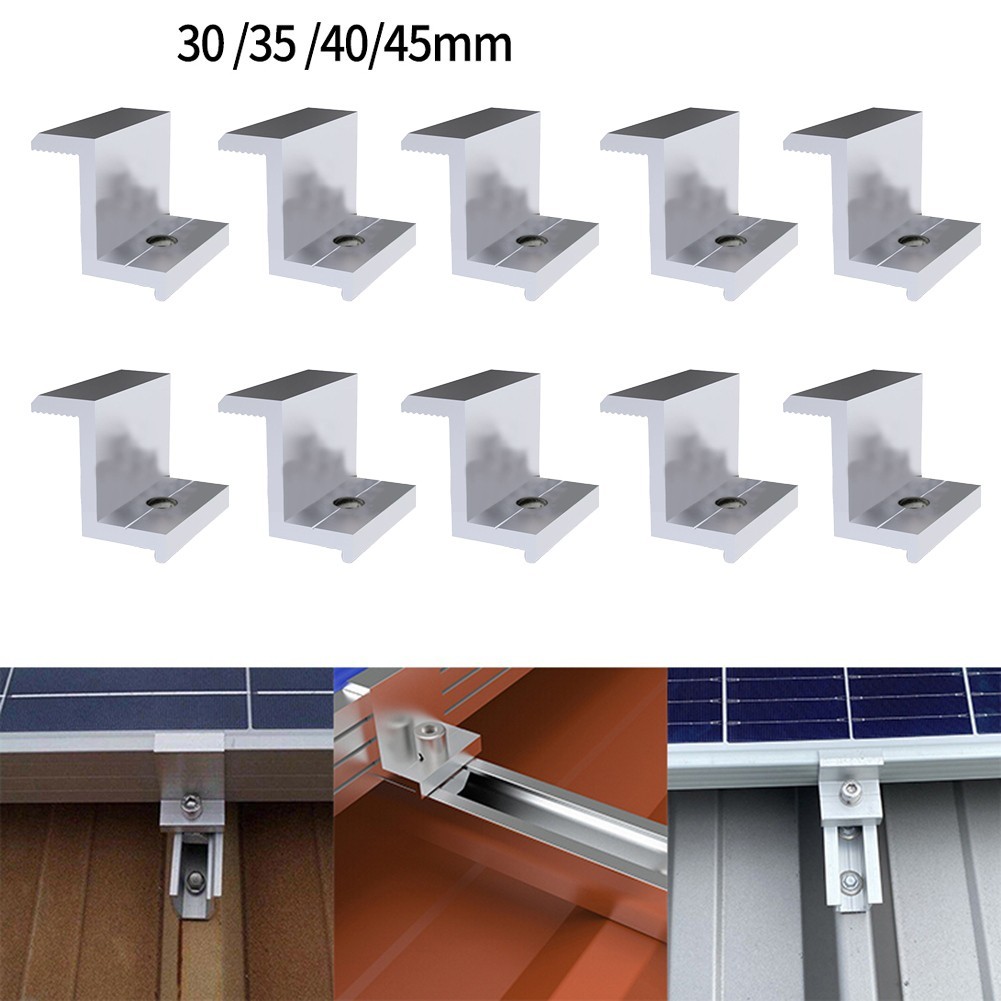 10Pcs Photovoltaic Solar Panel Mount Accessories PV End Clamp Aluminum alloy