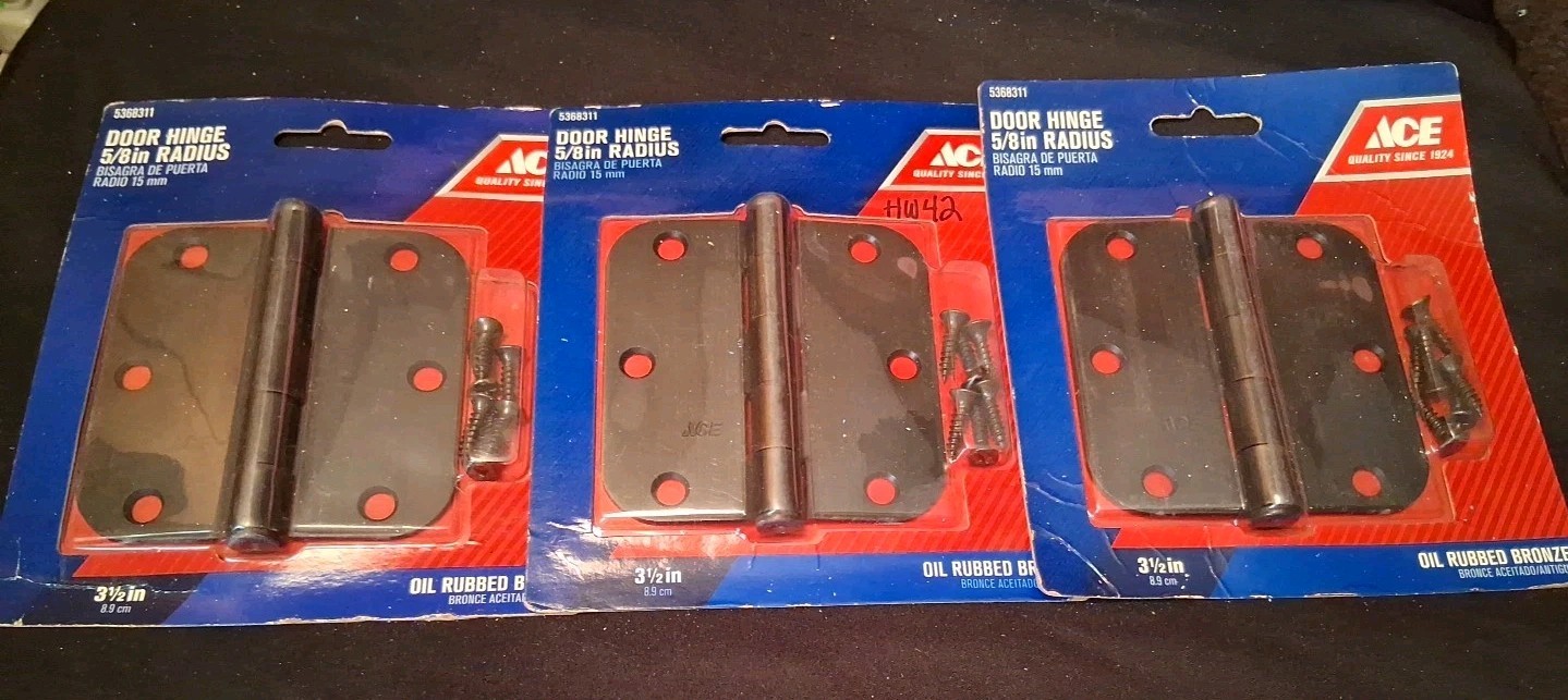 3 ACE 3 1/2" Oil Rubbed Bronze 5/8" Radius Door Hinges