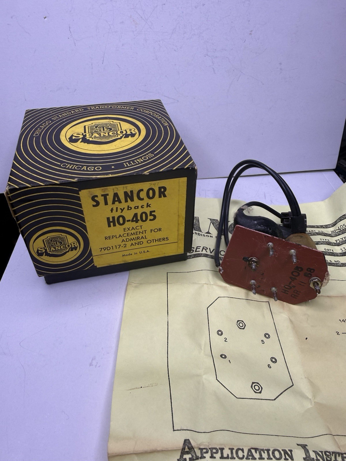 Vintage NOS Stancor HO-405 TV Flyback Transformer w/ Original Box & Instructions
