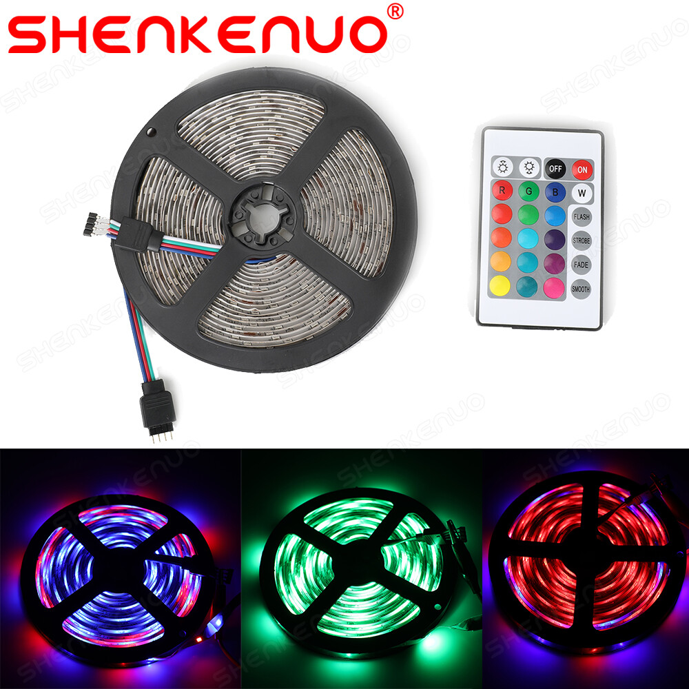 Led Strip Lights 16 Ft 5m Flexible Multi Color RGB 2835 300 leds 4 Pin +Tape 12V