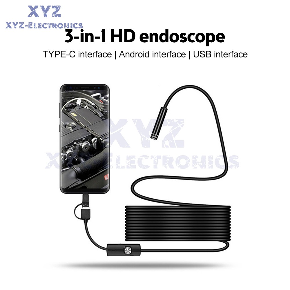 5.5mm HD Endoscope Borescope Inspection Camera W/ 6LED for USB Type-C Android PC