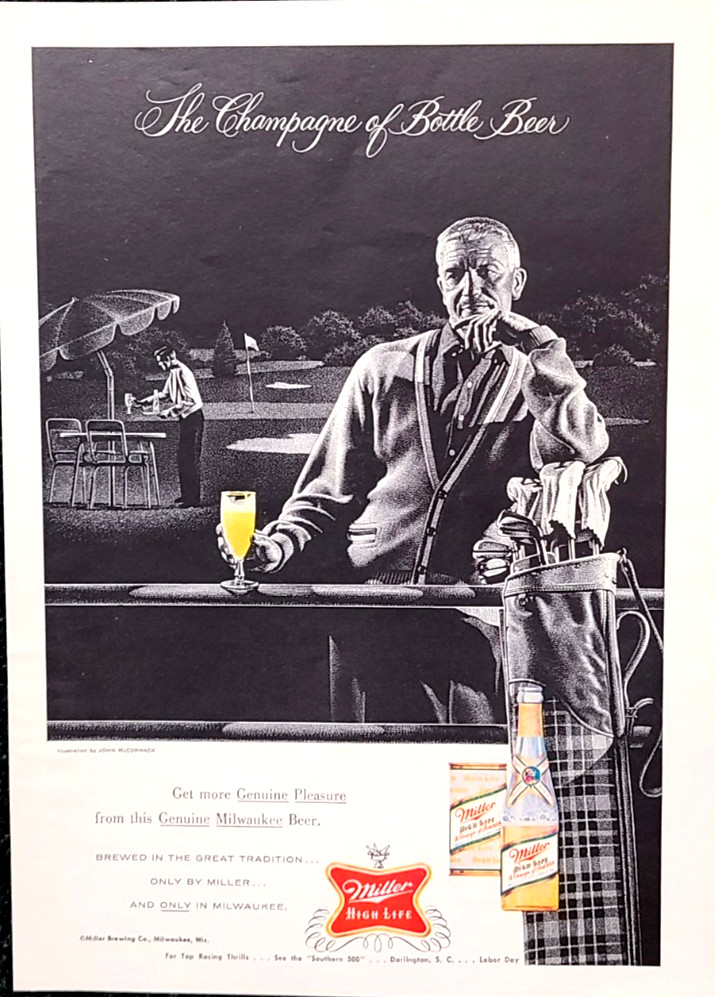 Miller Beer Original 1959 Vintage Print Ad Golf Wall Art
