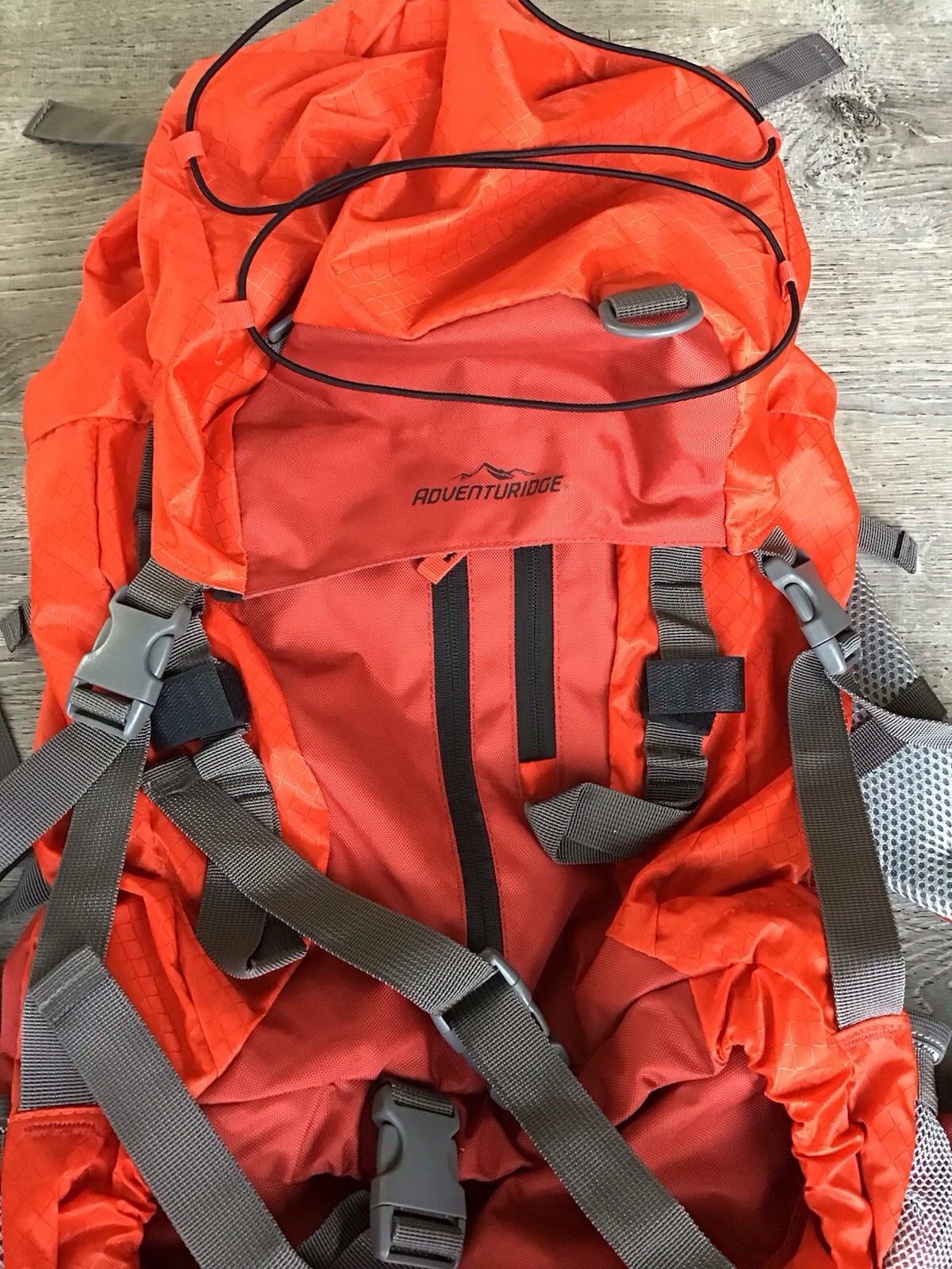 Adventuridge Hiking Camping Backpack Green Adjustable Height Red Travel Bag
