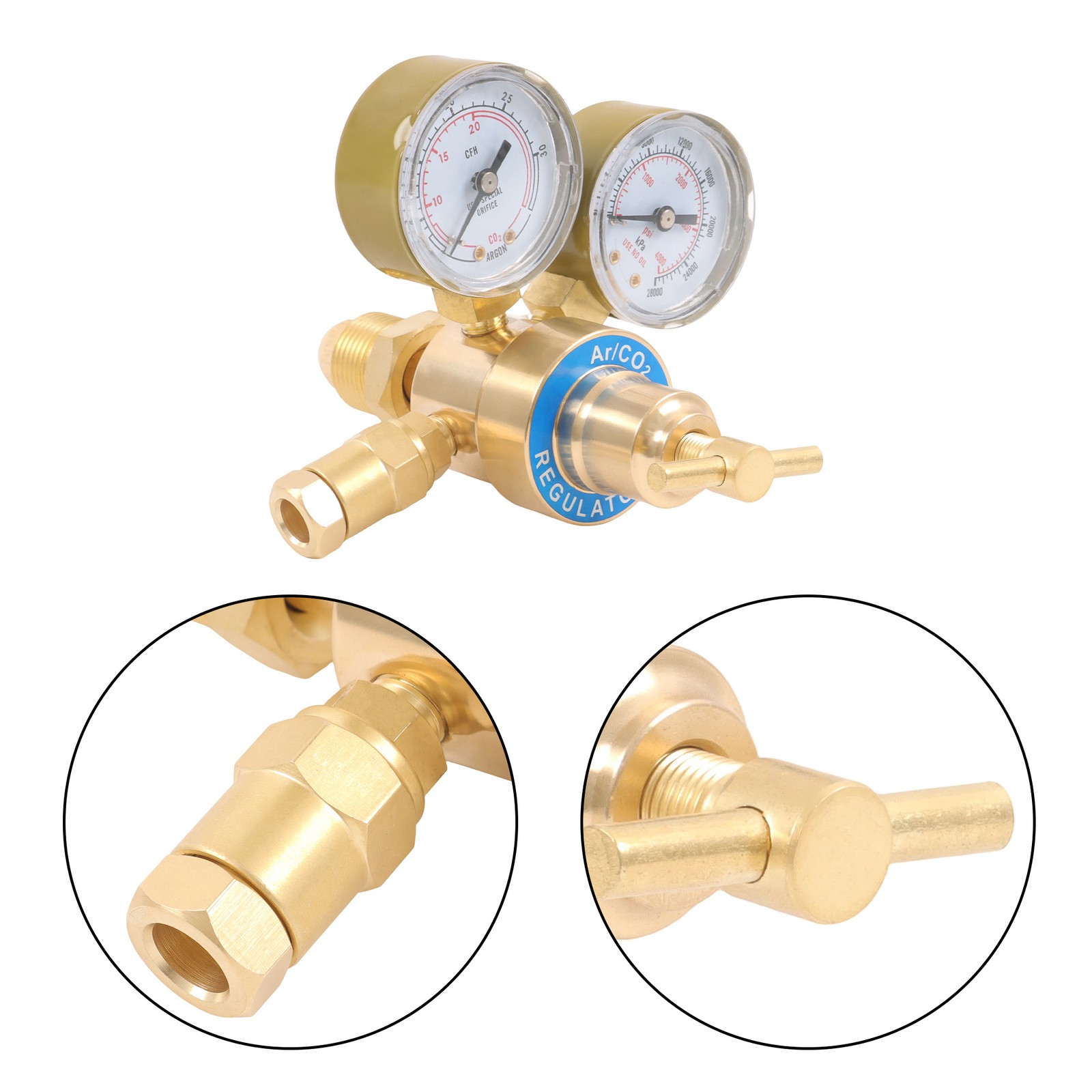 Easy-Read Dial Argon Regulator Flowmeter CGA-580 MIG TIG Welding