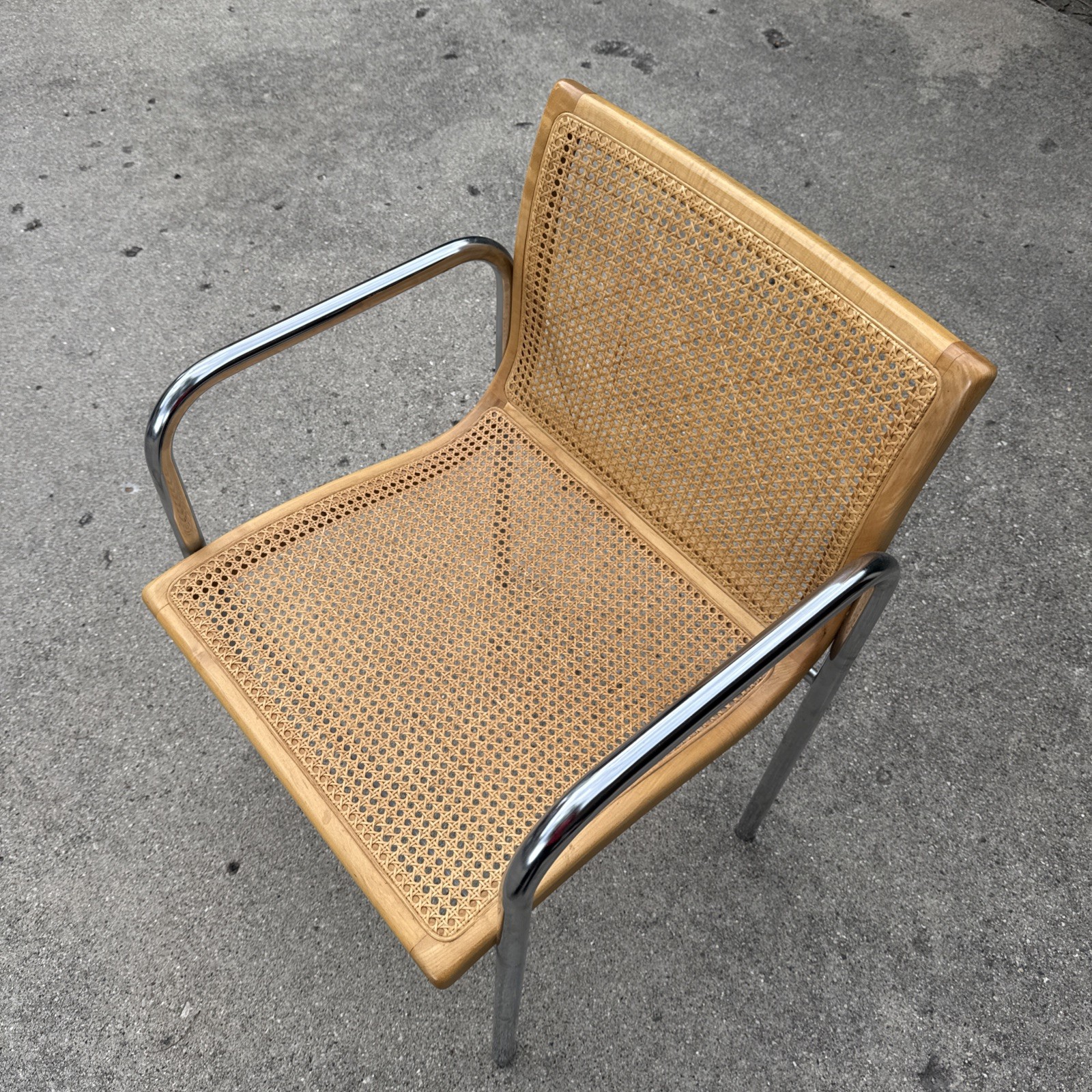 Made In Italy Tubular Chrome & Cane Mid Century Modern Chair  1970’s ‼️READ‼️
