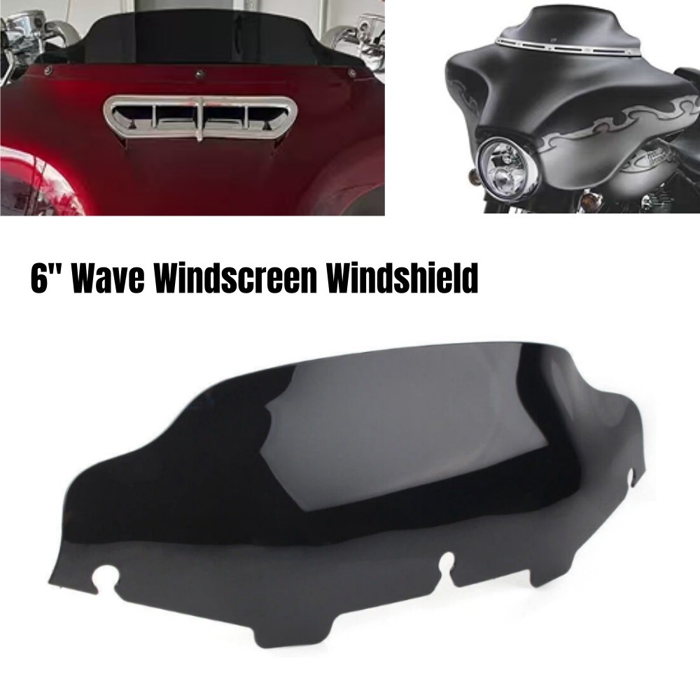 Batwing Black 6" Wave Windshield Windscreen For Harley Street Glide 1996-2013