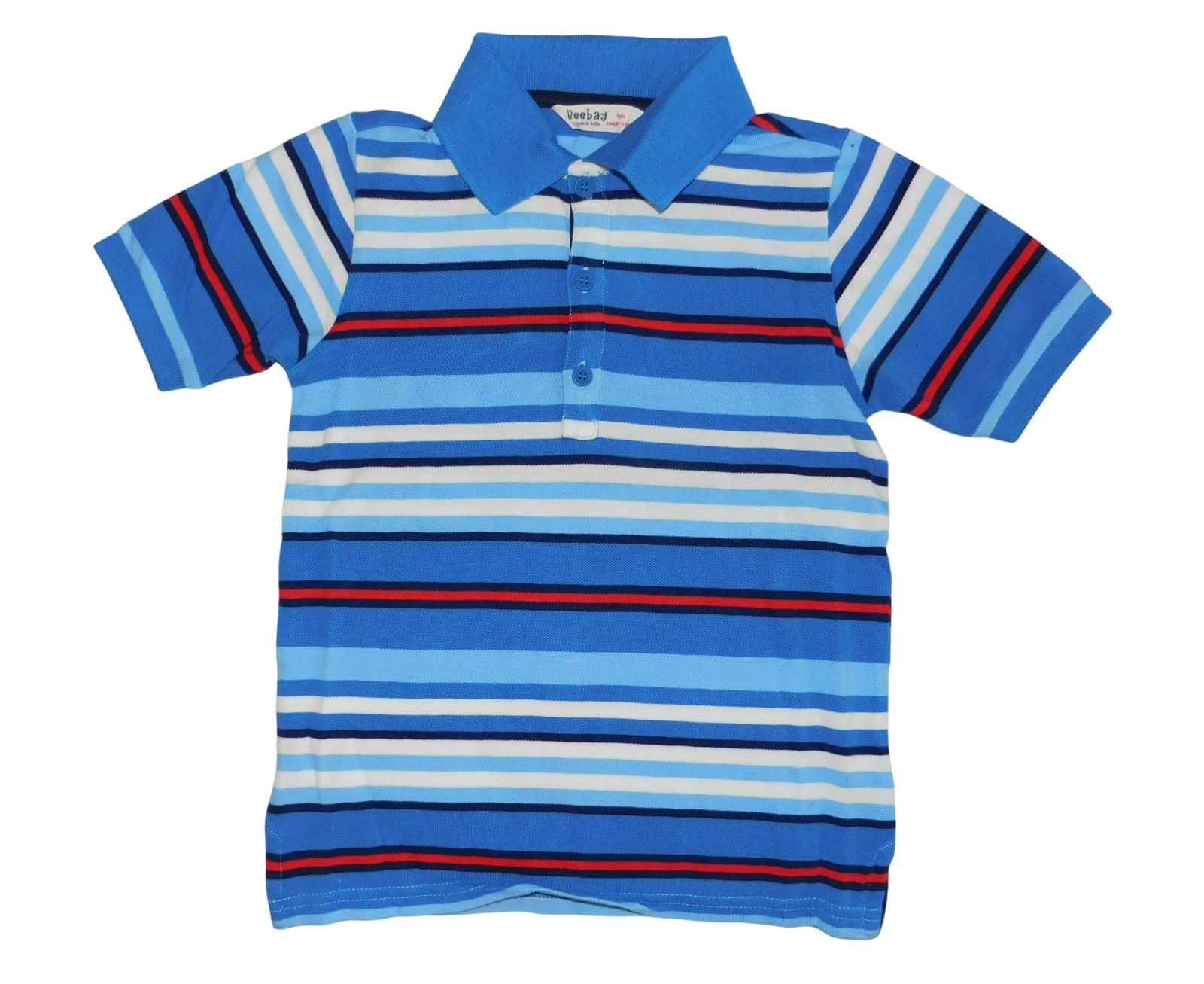 BOYS 6 NWT BEEBAY POPS of BLUES & RED STRIPED  CLASSIC POLO SHIRT