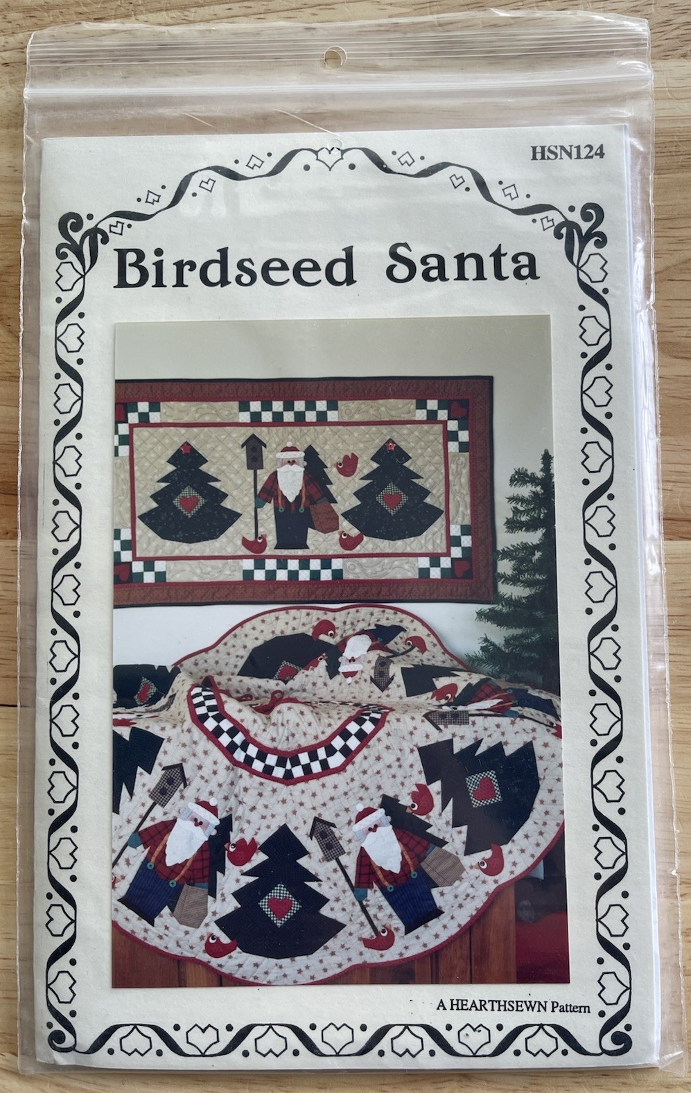 Birdseed Santa Tree Skirt & Banner Quilt Pattern from Hearthsewn Patterns