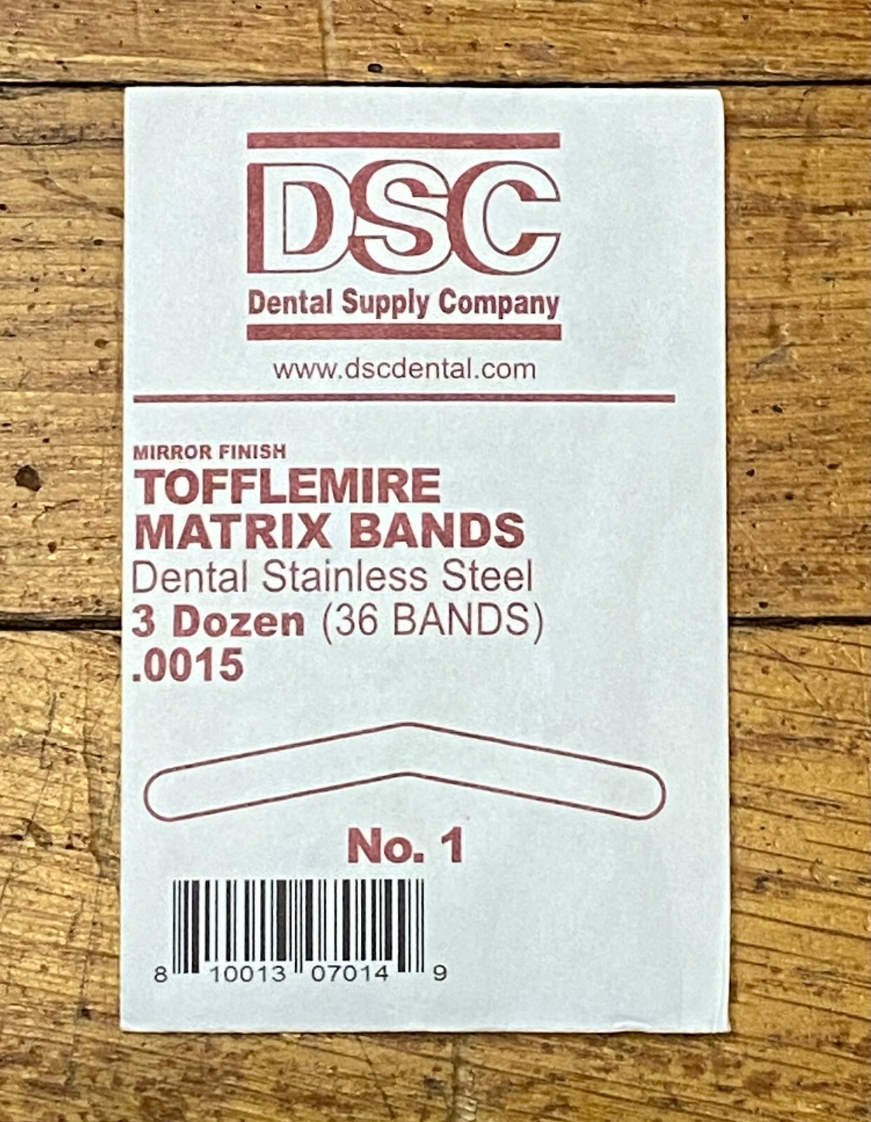#1 Adult Matrix Bands ONLY Tofflemire size .0015" Authentic Tofflemire 36 pieces
