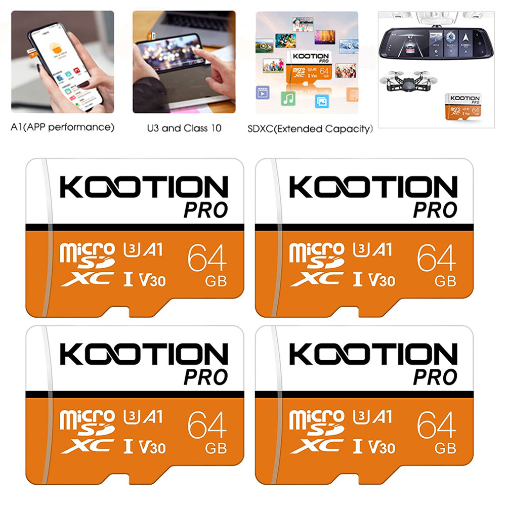 4 Pack 64GB Micro SD Card Ultra Micro SDXC Memory Card U3 High Speed C10 TF Card