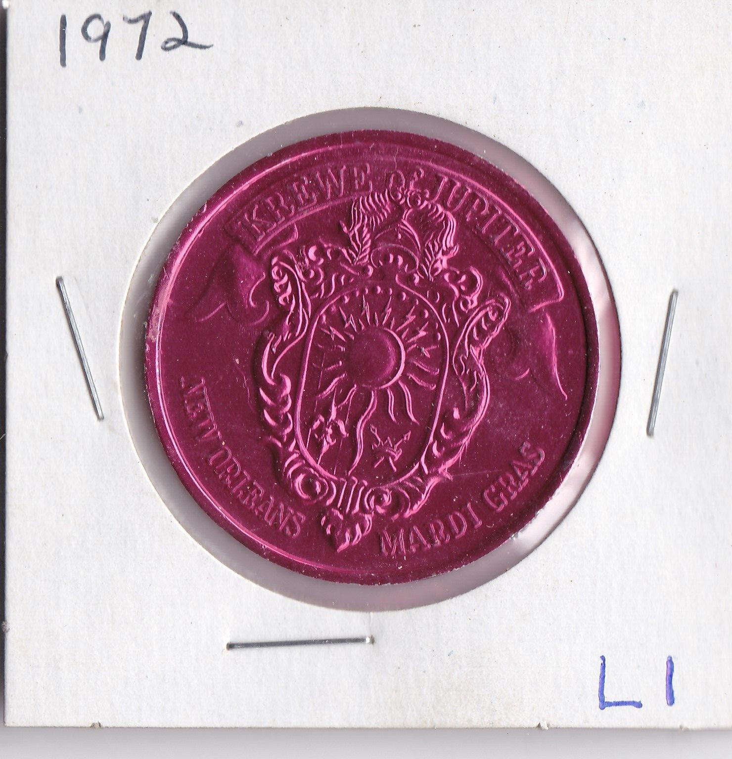 1972 KREWE OF JUPITER  NEW ORLEANS MARDI GRAS  Aluminum DOUBLOON (L1)