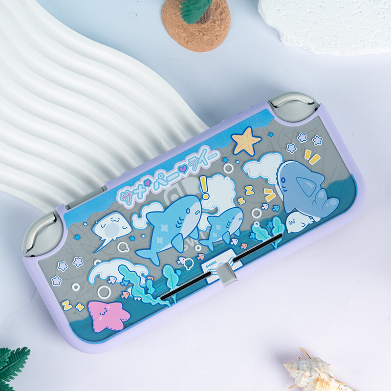 GeekShare Protective Case for Nintendo Switch Lite Slim Hard Shell Shark Party
