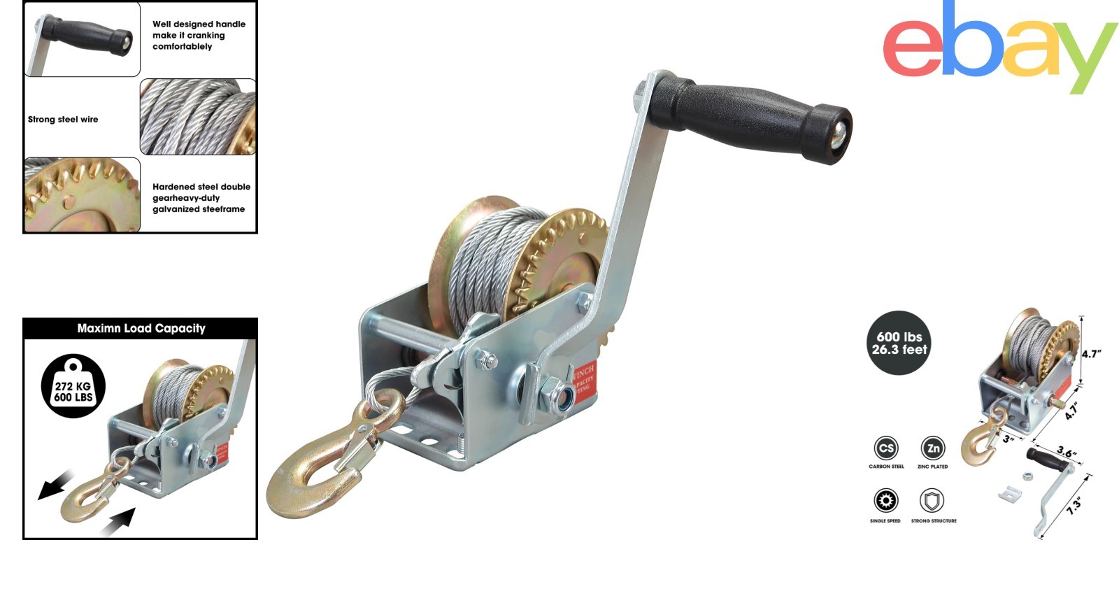 Lightweight Hand Winch with High Capacity for Lifting and Pulling Tasks