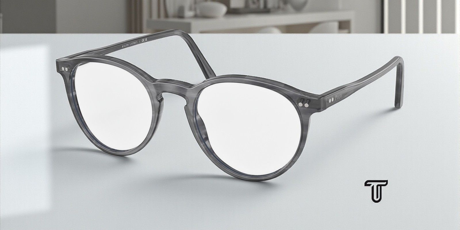 RALPH LAUREN POLO PH2083 5821 Shiny Stripe Grey Demo Lens 48 mm Men's Eyeglasses