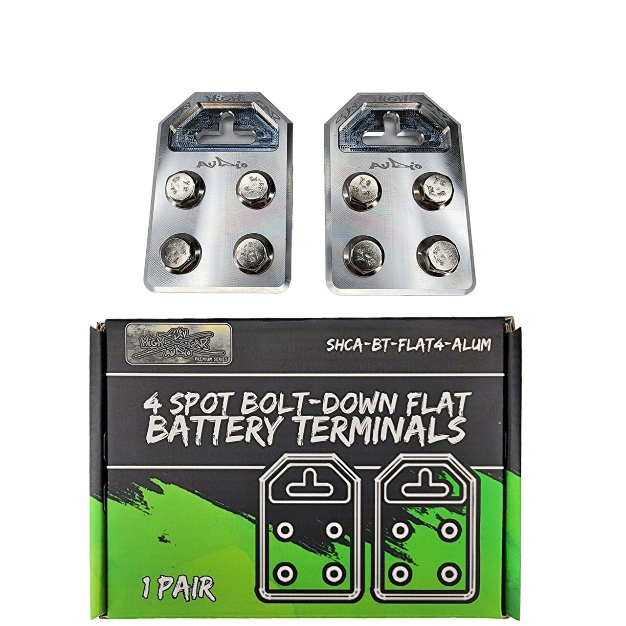 SHCA Flat 4 Spot Aluminum Battery Terminals Bolt Down