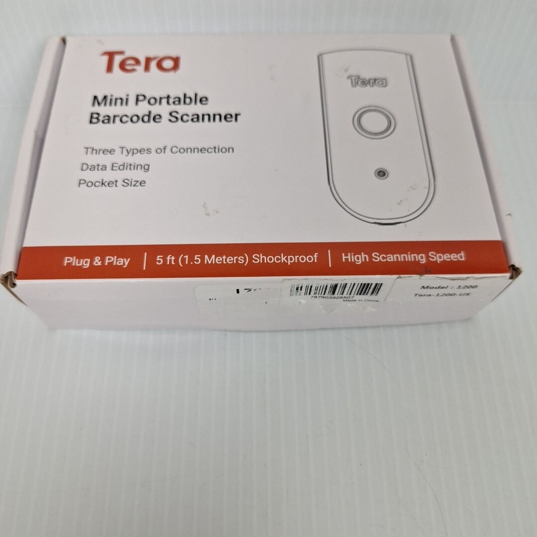 Tera Model 1200 Mini Portable Barcode Scanner - USB, Plug & Play, Dongle, Manual