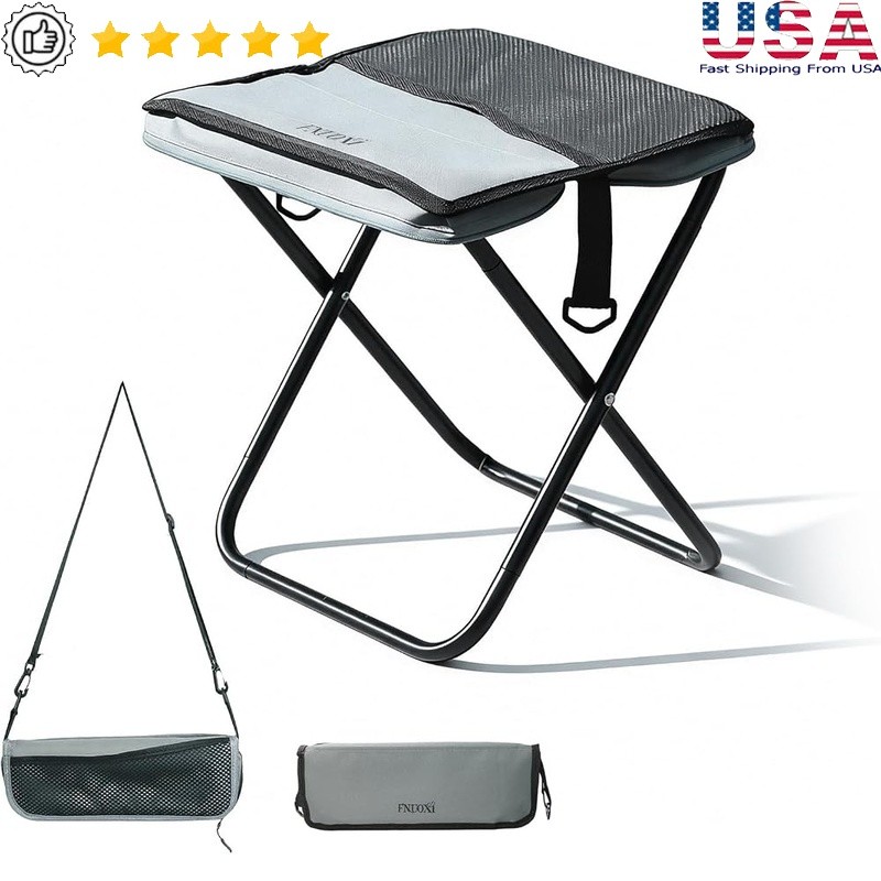 2-in-1 Folding Stool & Crossbody Bag Portable High Carbon Steel Seat Storage New