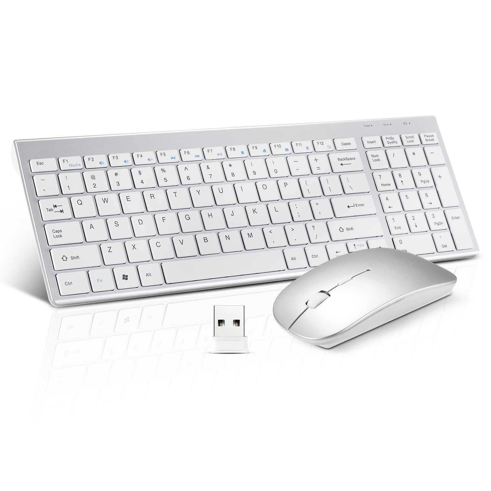 Wireless Keyboard and Mouse Combo, Compact Quiet Wireless Keyboard and Mouse ...