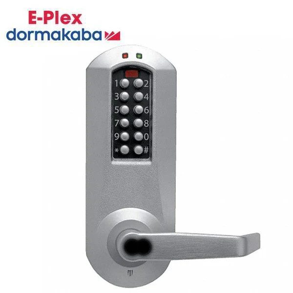 E-Plex E5051S Electronic Pushbutton Cylindrical Lever Set Privacy Satin Chrome