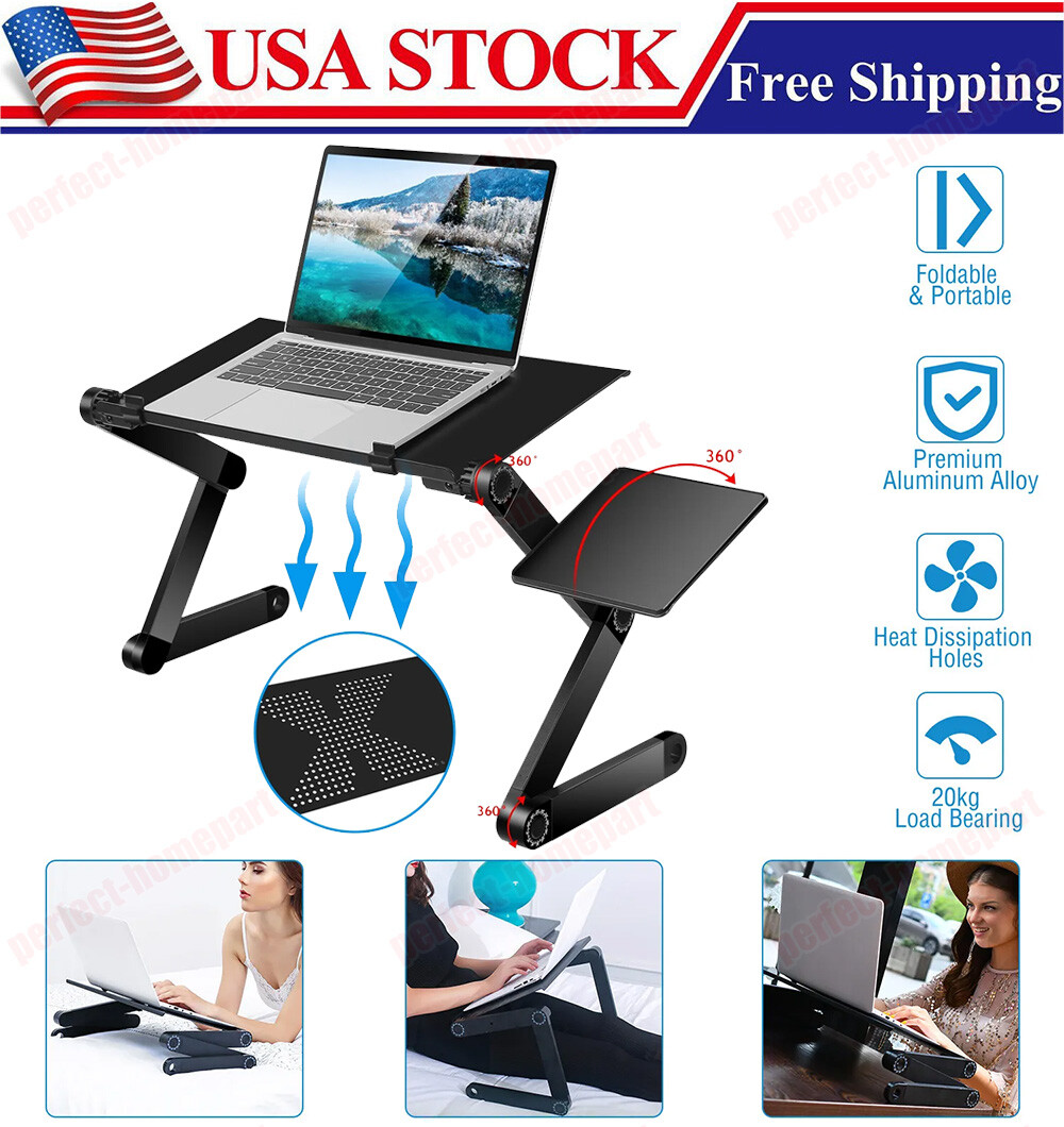 360° Adjustable Laptop Table Stand Lap Sofa Bed Tray Foldable PC Notebook Desk