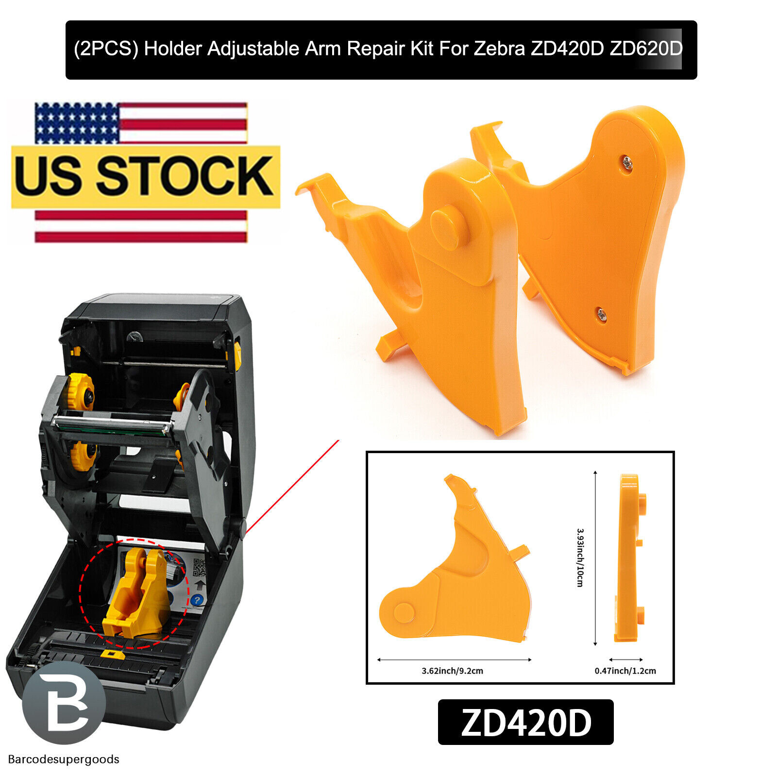 (2PCS) Thermal Printer Holder Adjustable Arm Repair Kit For Zebra ZD420D ZD620D
