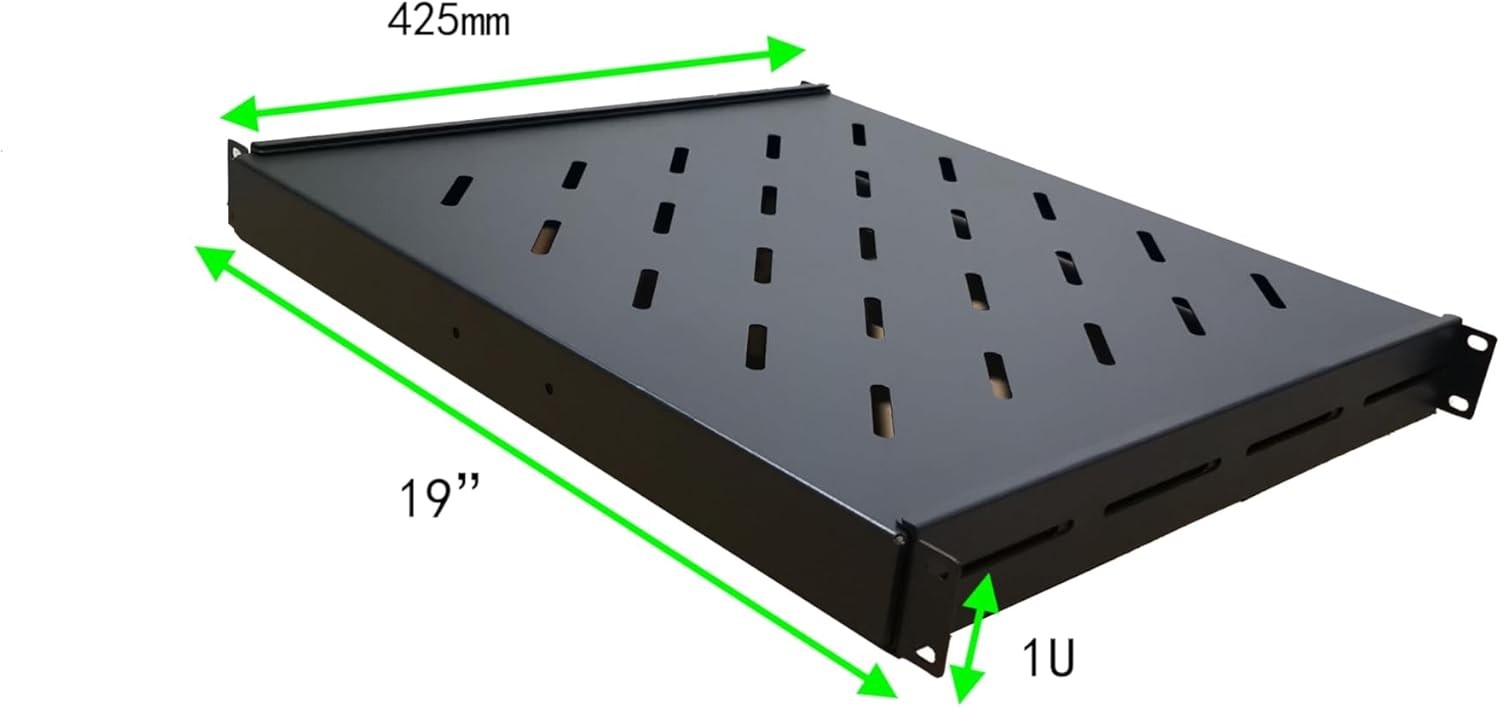 1U 19" Fixed Server Shelf – 4 Post Rack Mount Tray Depth Extends 17" to 33 Heavy