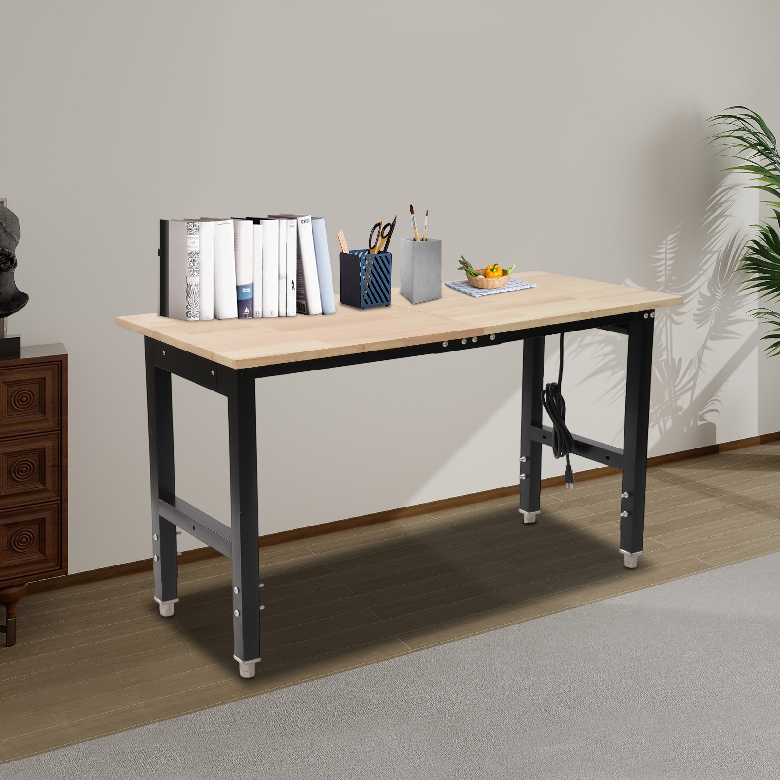 48x20" Heavy Duty Work Table Adjustable Workbench with Power Outlets 2000lbs US