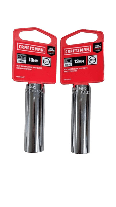2-PACK Craftsman 13 mm x 3/8 in. drive Metric 12 Point Deep Socket