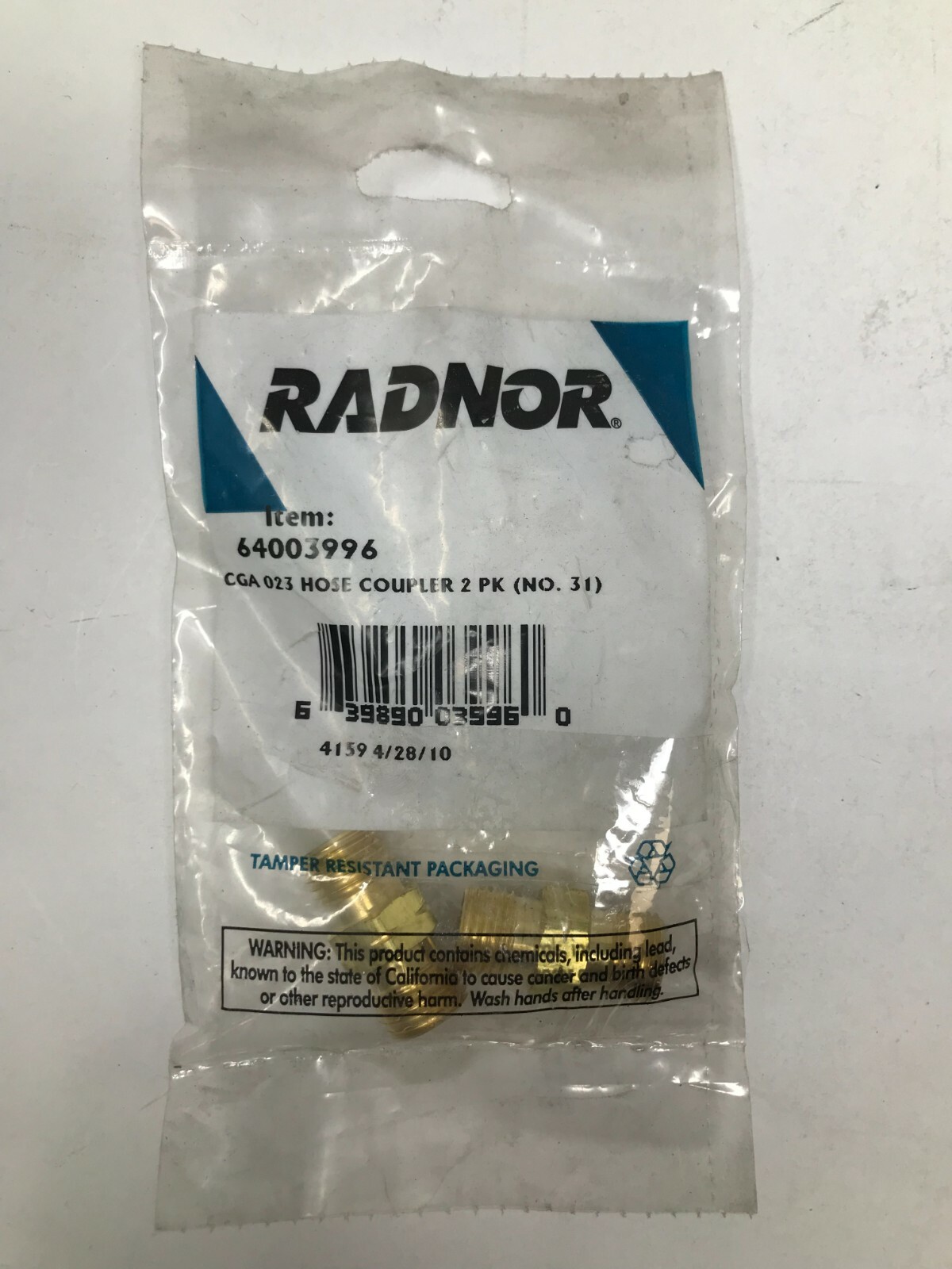 Radnor 64003996 CGA 023 Hose Coupler (2-Pack)