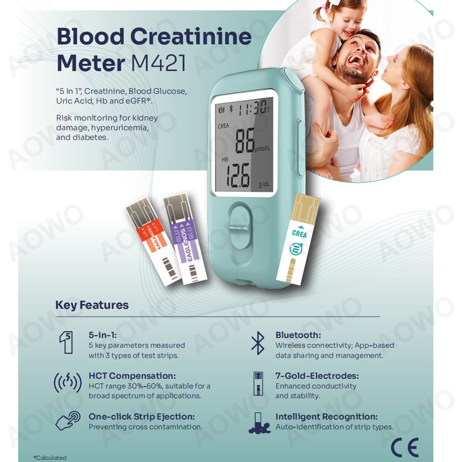 Kidney Function Monitoring Kit – Home Blood Creatinine Meter with 25 Test Strips