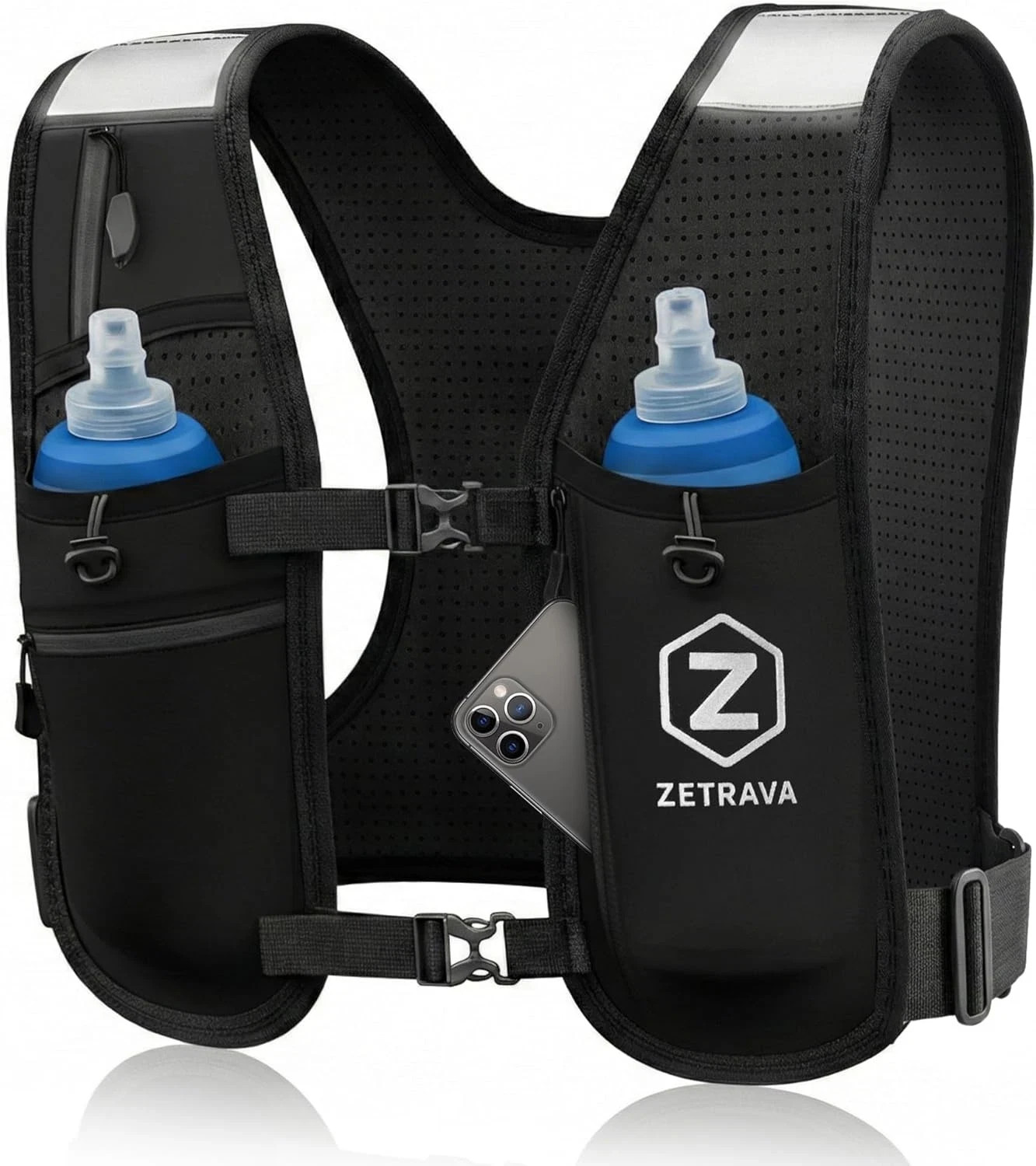 Adjustable Running Vest for Men Women – Running Hydration Vest with Two 500Ml Bo