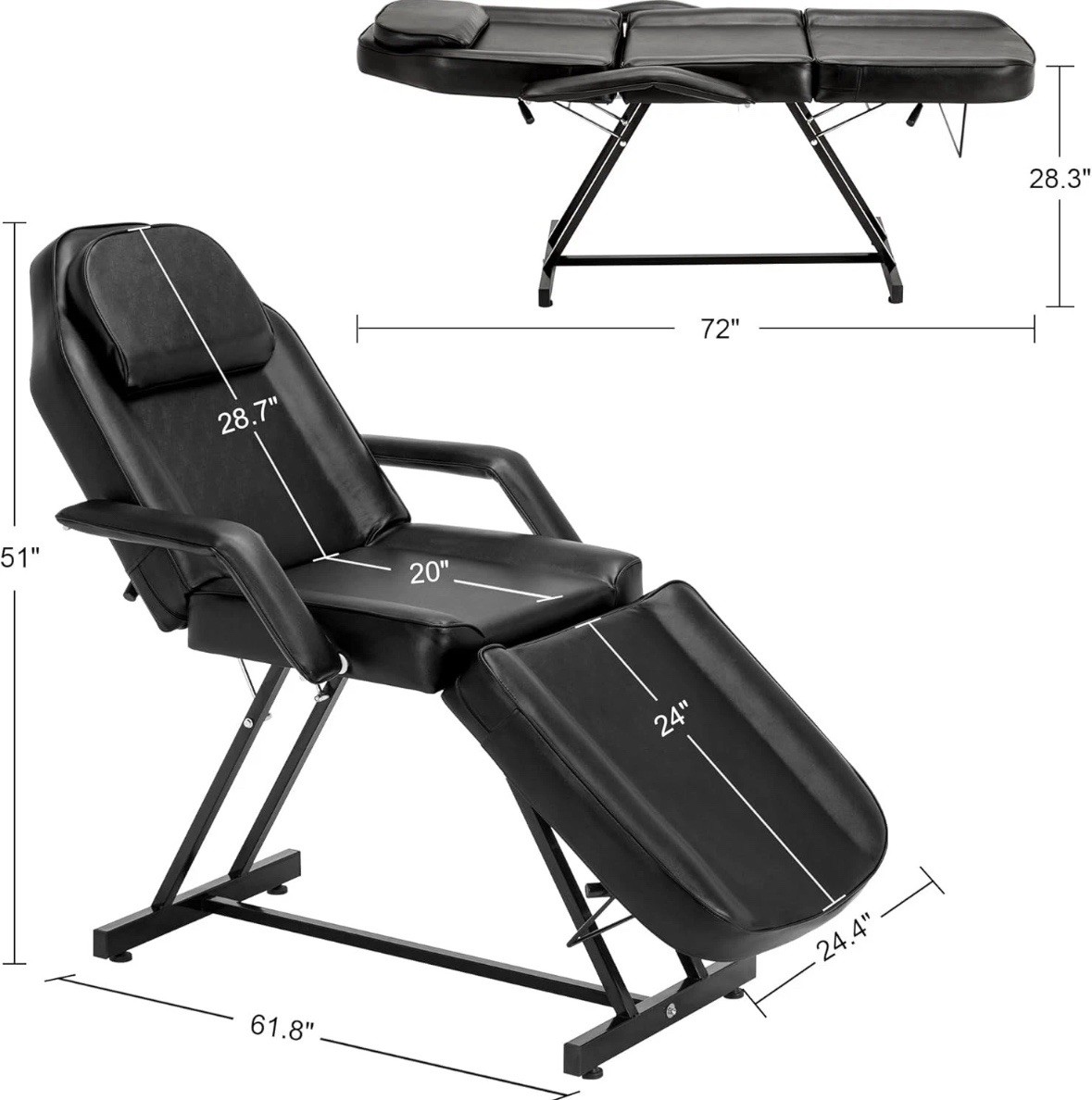 SPA Adjustable Tattoo Chair, Facial Chair for Client, 72 Inches MassageTable