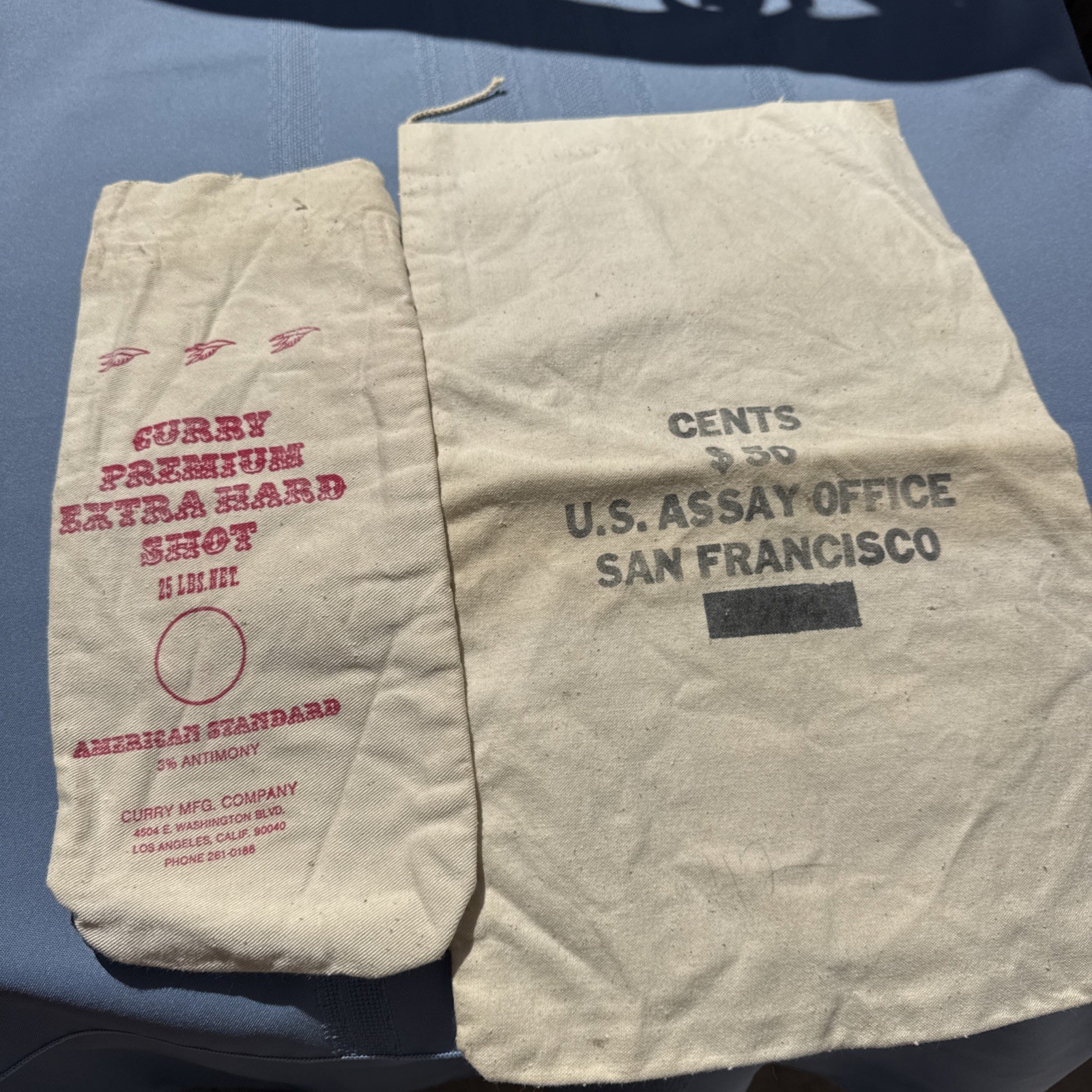 Canvas Bags (Lot of 2) Hard Shot Ammo Curry Premium & U.S. ASSAY Office SF Ca.