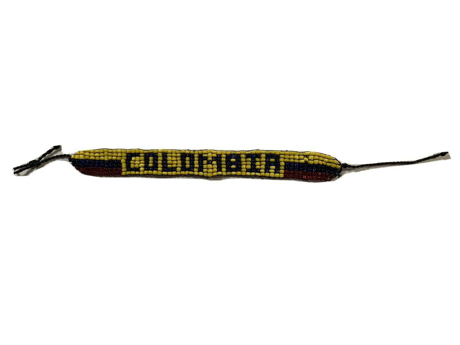 Colombia Beaded Bracelet 8 1/2 inches Yellow Blue Red Handmade