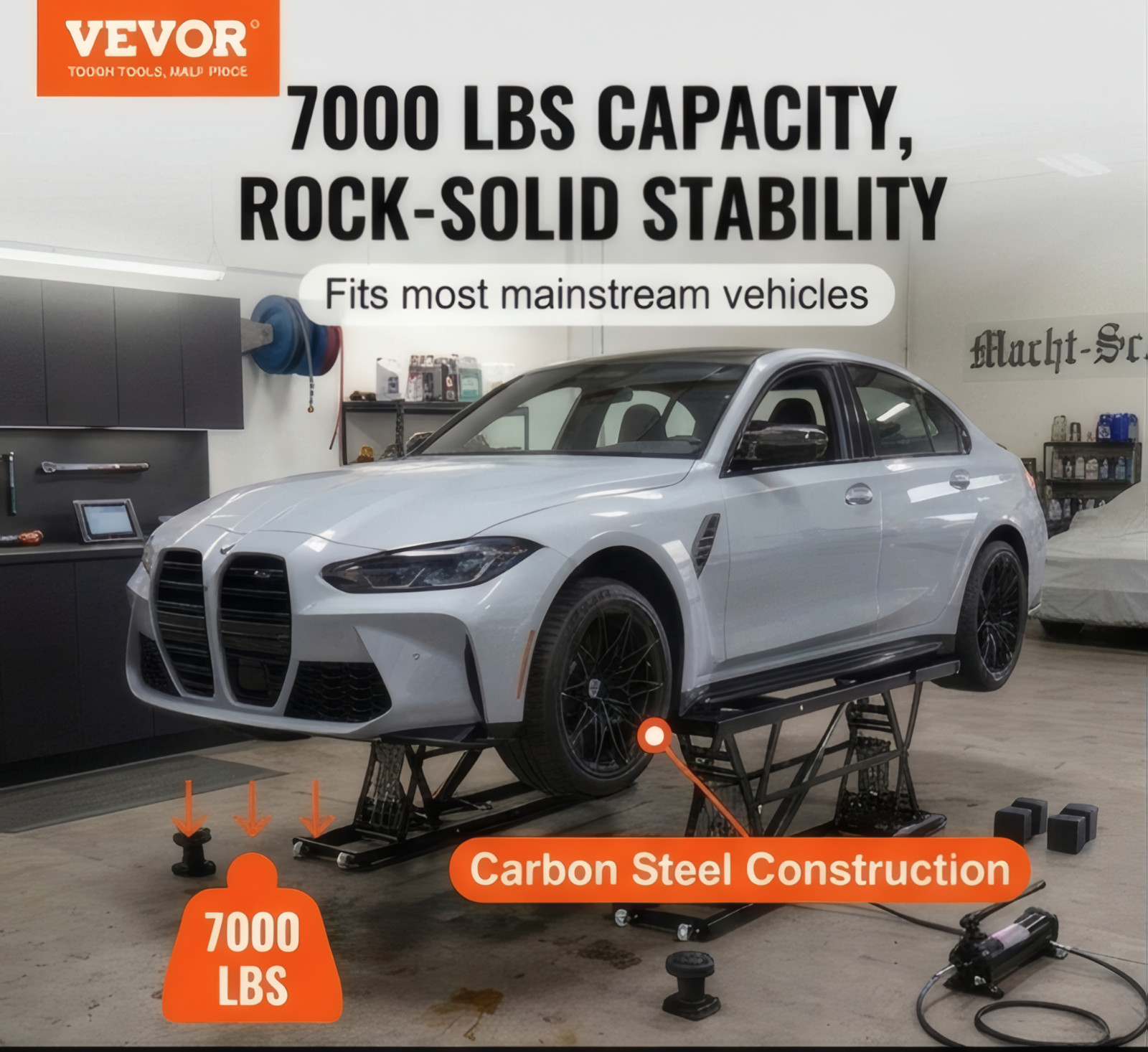 Heavy-Duty Carbon Steel Truck Lift with 120V Power Unit, Portable Car Lift - 7,0