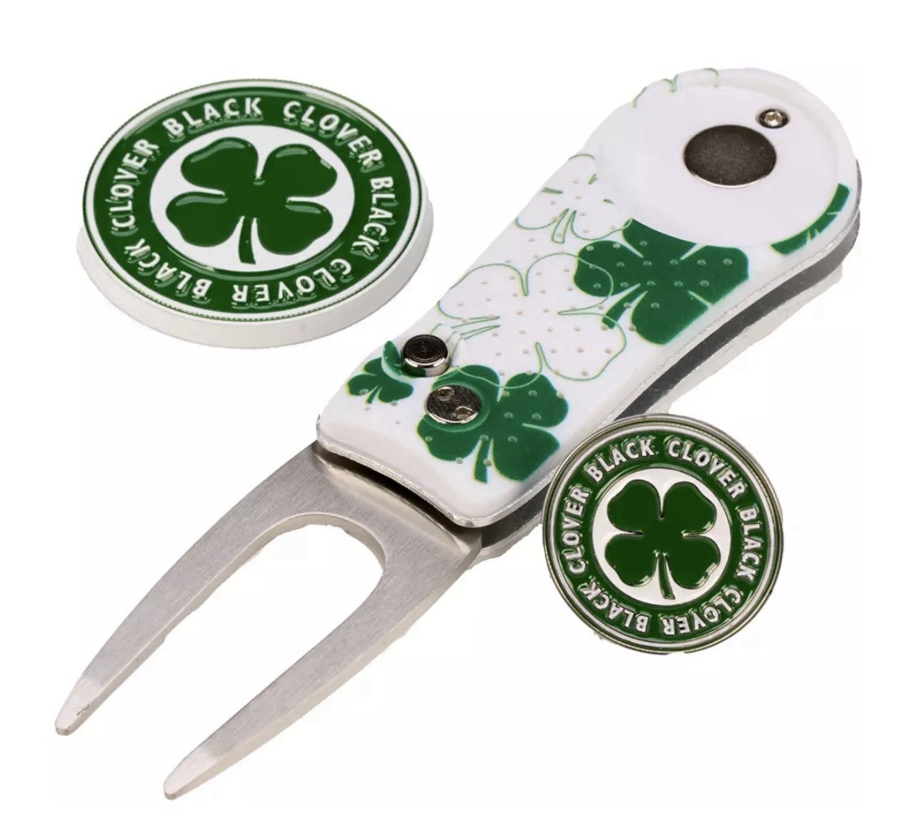NEW CMC Design Black Clover Golf Divot Repair Tool & Ball Marker Coin Lucky