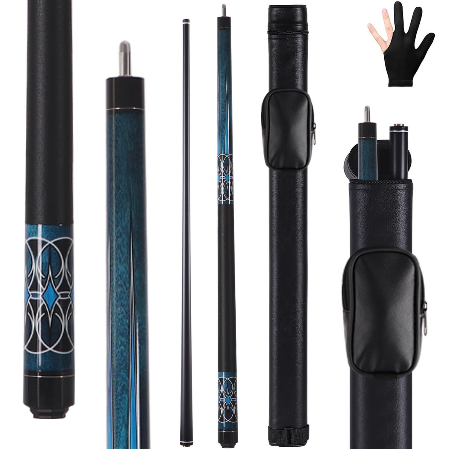 Glass Fiber Pool Cue, 2-Pieces Pool Cue Stick - 58" Professional Billiard Poo...