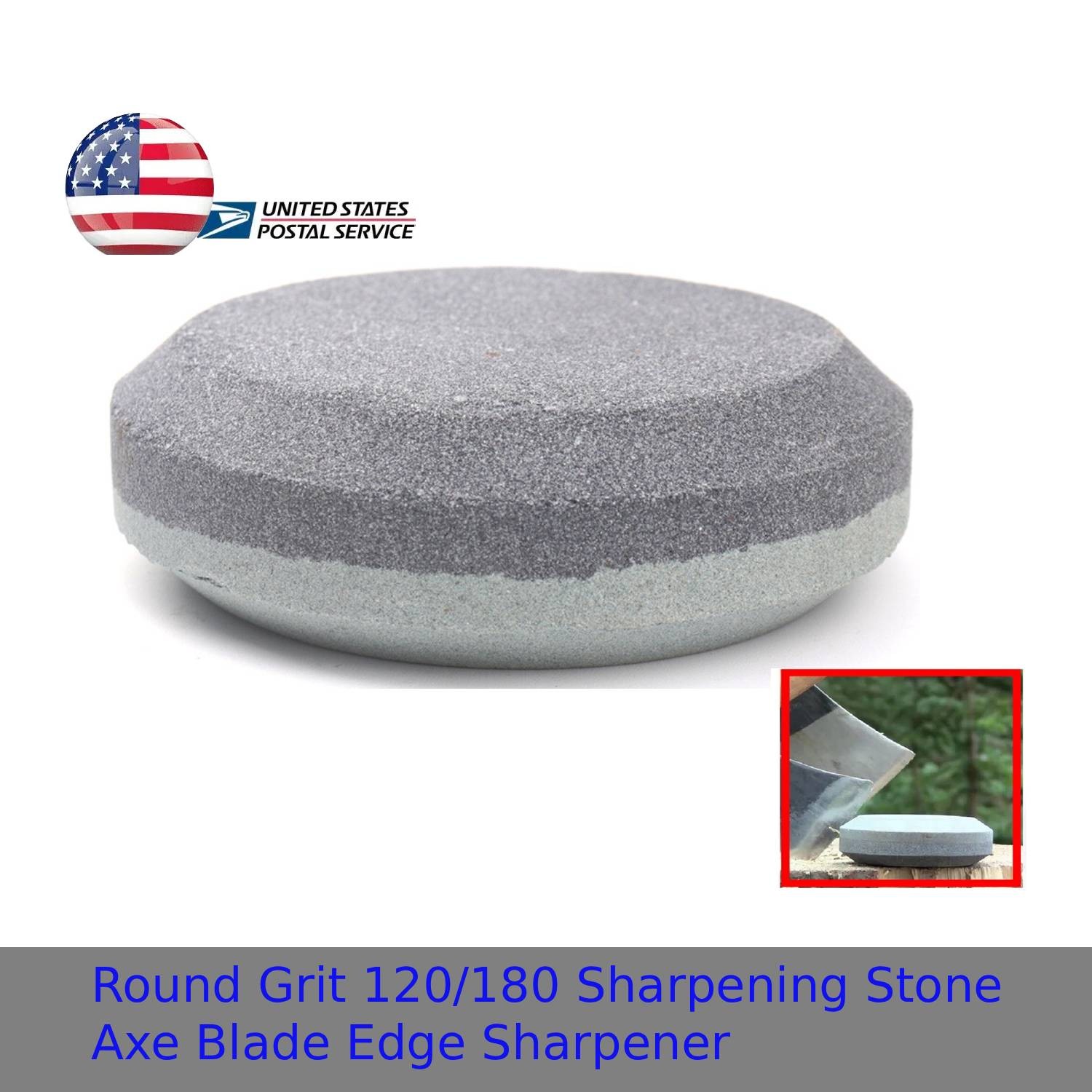 Sharpening Stone, Grit 120 180Round for Axe Blade Edge, Bushcraft Hand Sharpener