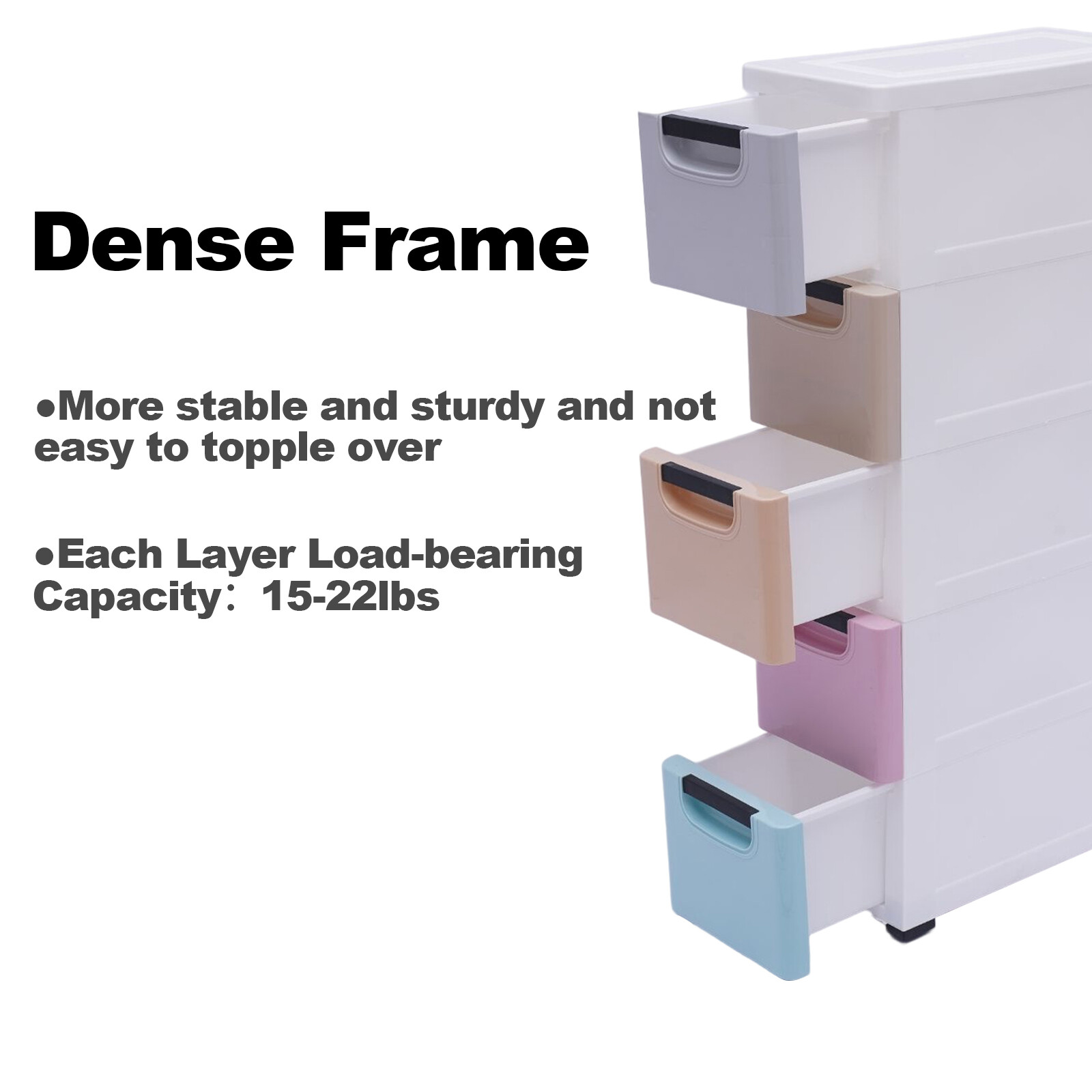 Stackable Clothes Storage Box Heavy Duty Plastic Storage Cabinet w/5 Drawers