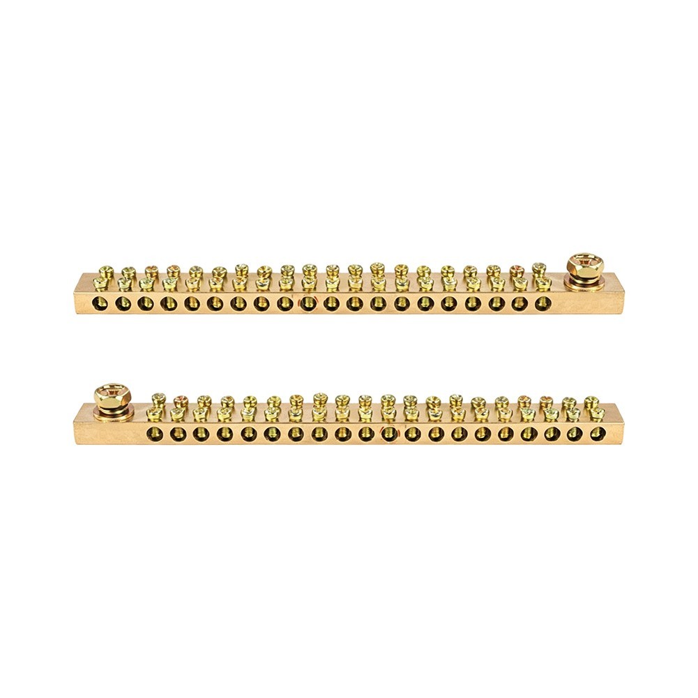 Double Hole Ground Busbar 2pcs Copper Material for Efficient Power Distribution