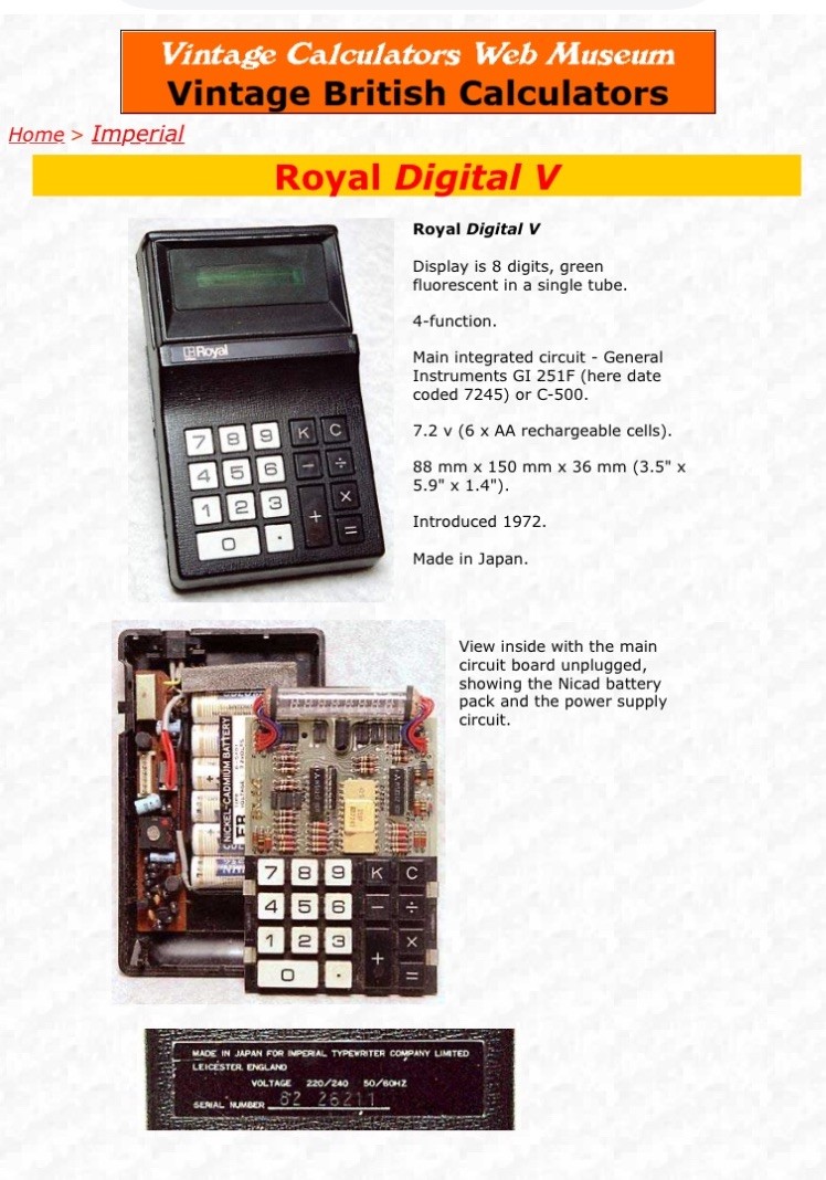 VTG Litton Royal Digital V Calculator w/Charger, Manual, Case RARE TESTED/WORKS!