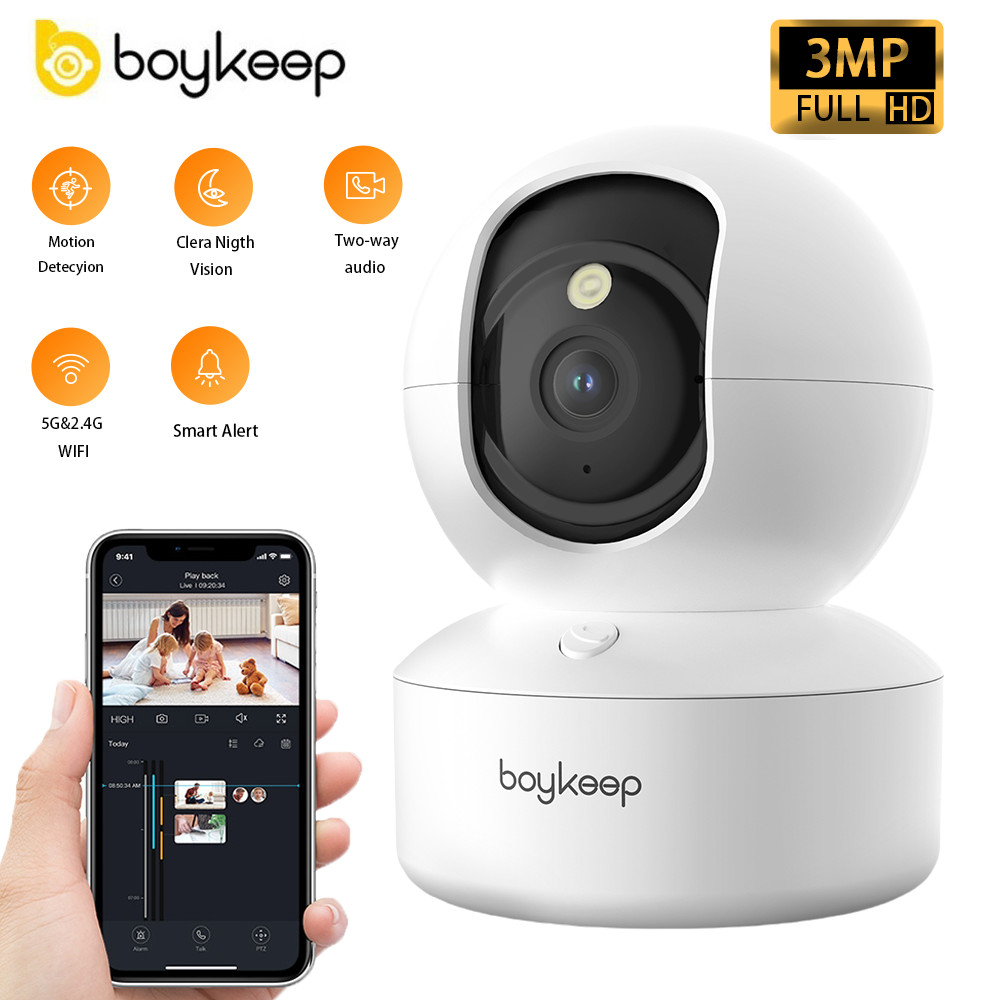 boykeep Indoor Camera 5G WIFI Camera 3MP Color Night Vision Pet/Baby Monitor