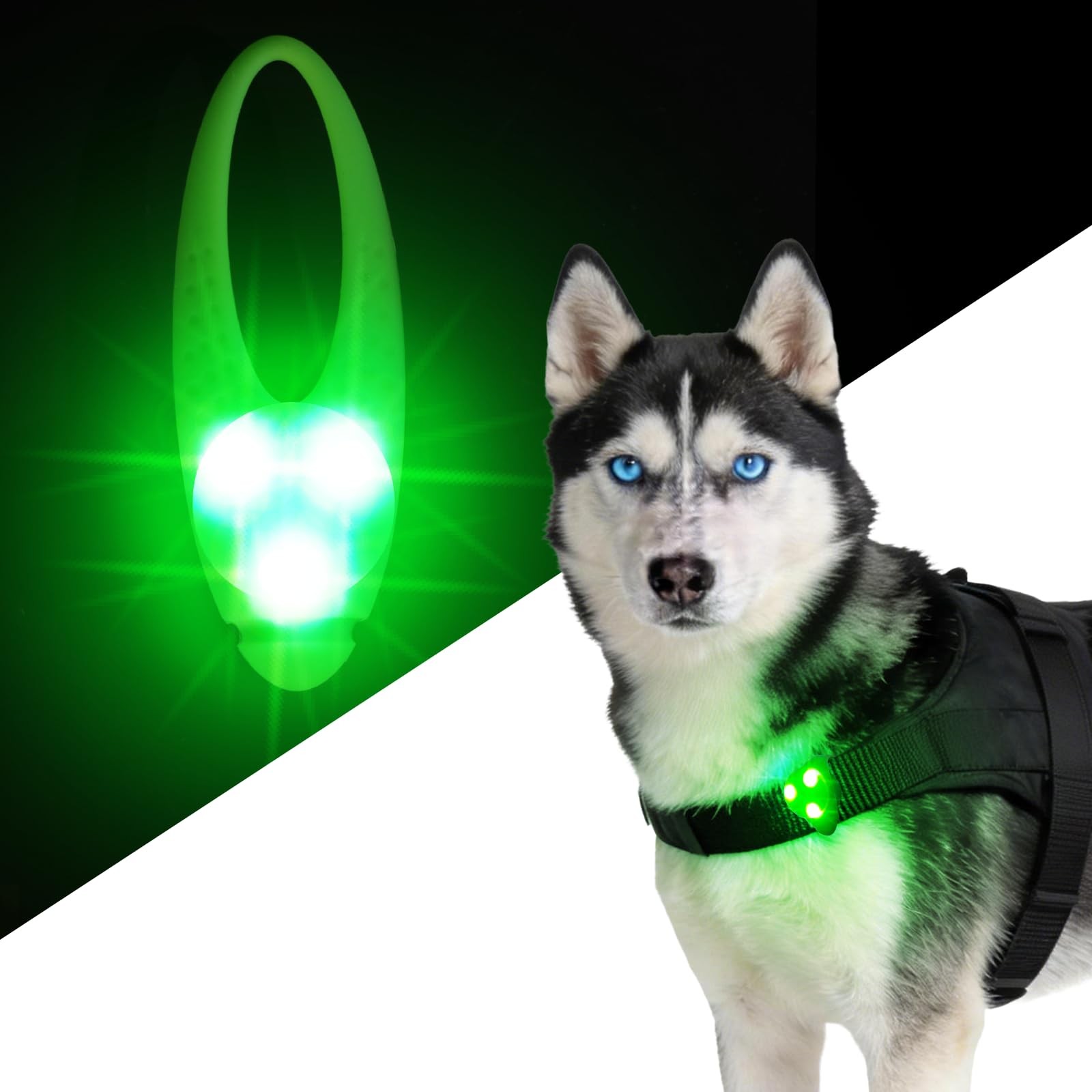 LaRoo LED Dog Collar Light - Waterproof Clip-On Night 1th Gen, Green-A