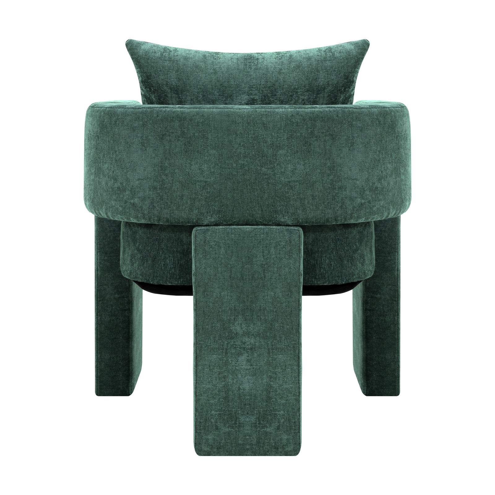Modern 3-Leg Chenille Dining Chair with Ergonomic Arms & Removable Pillow, Comfy