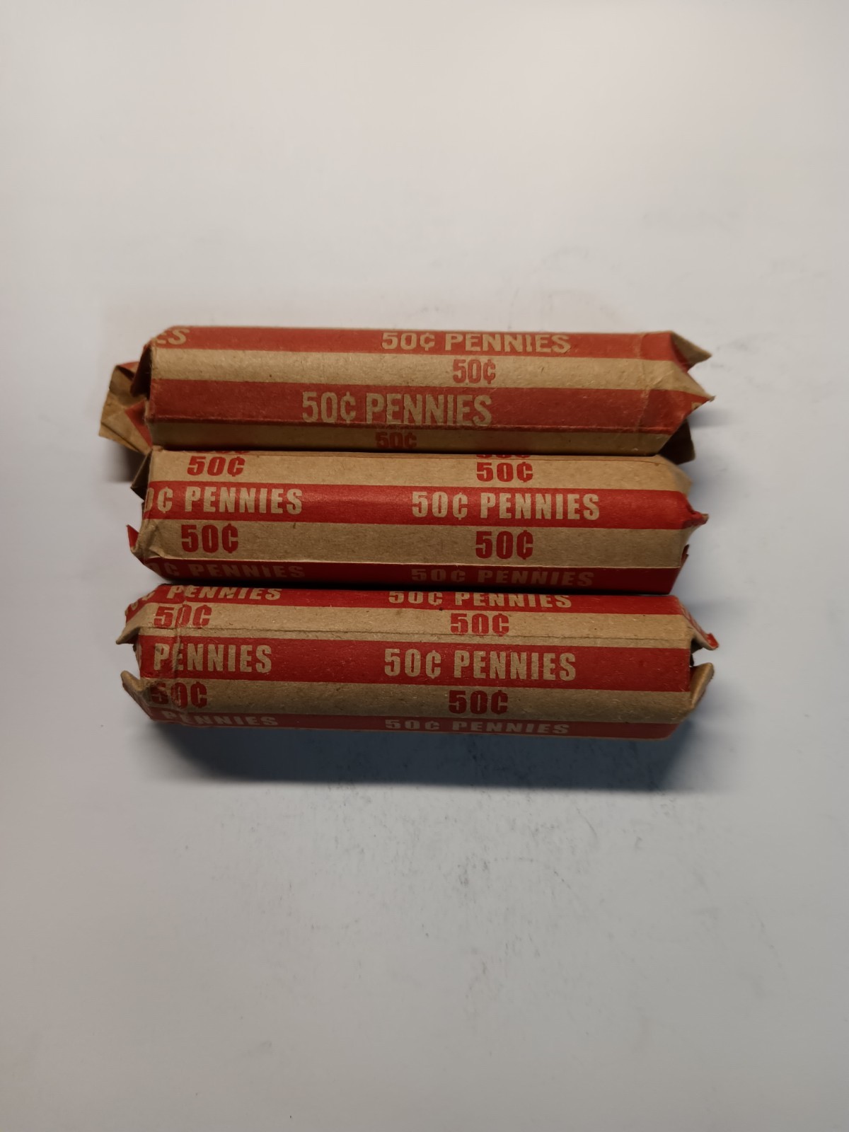 1LB Copper Pennies,3rolls,1959-1982