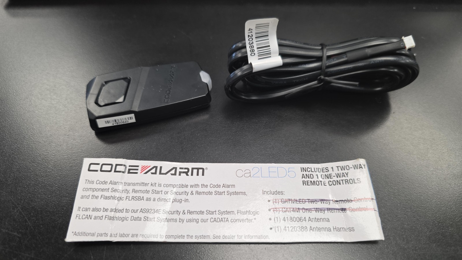 Code Alarm CA2LED5E 2 WAY LED RF KIT ANTENNA & HARNESS ONLY!