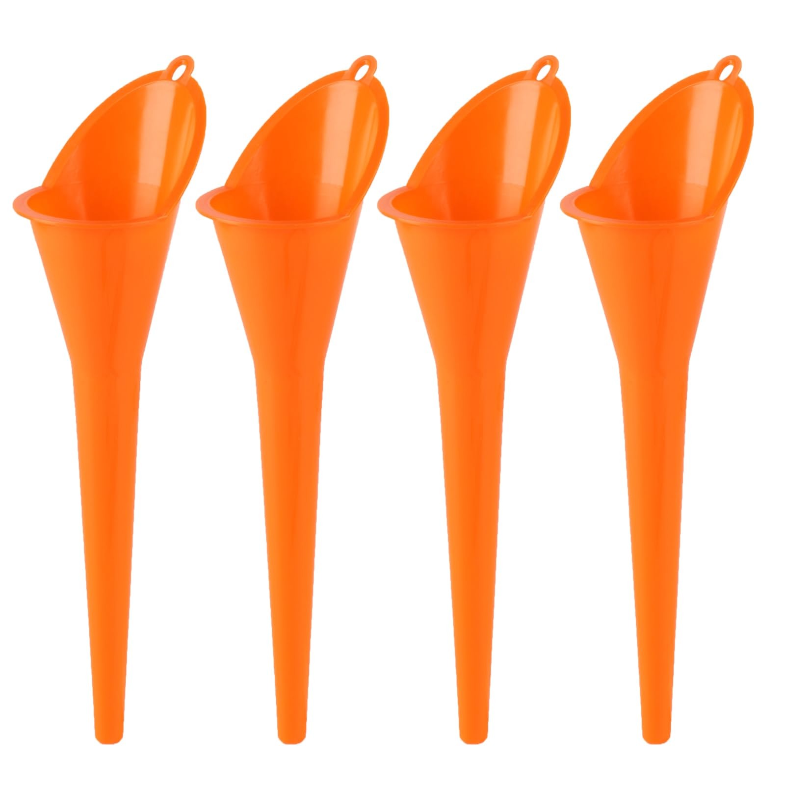 4 Pcs Plastic Long Neck Oil Funnel for Change, Multi-Function 4pcs - Orange