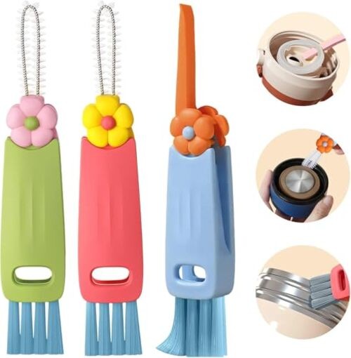 3-in-1 Cup Lid Cleaning Brush–Multi-Functional Bottle & Straw Cleaner with