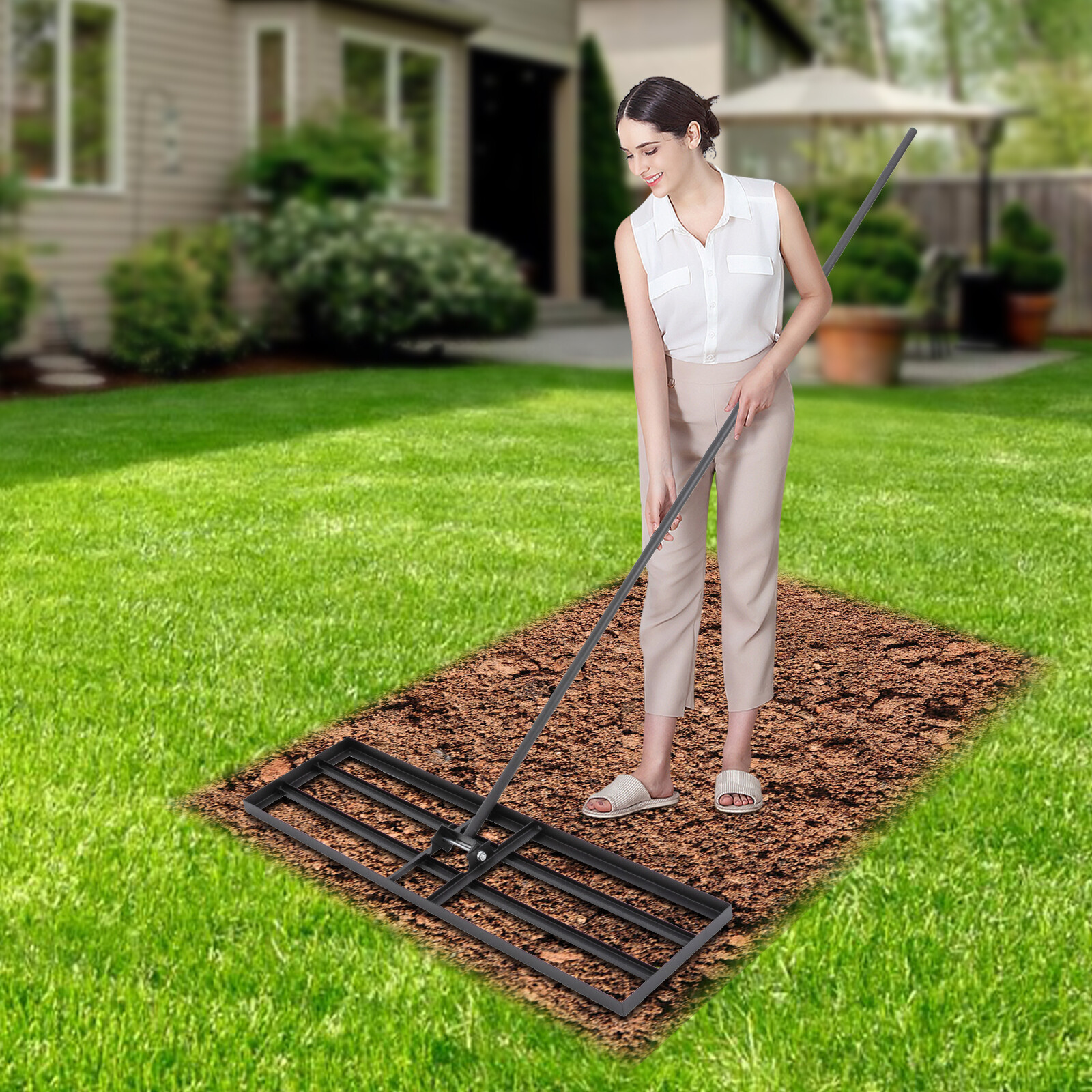 Lawn Leveling Rake 36"x10", Yard Leveling Rake for Grass Soil, Hefty Lawn Leve