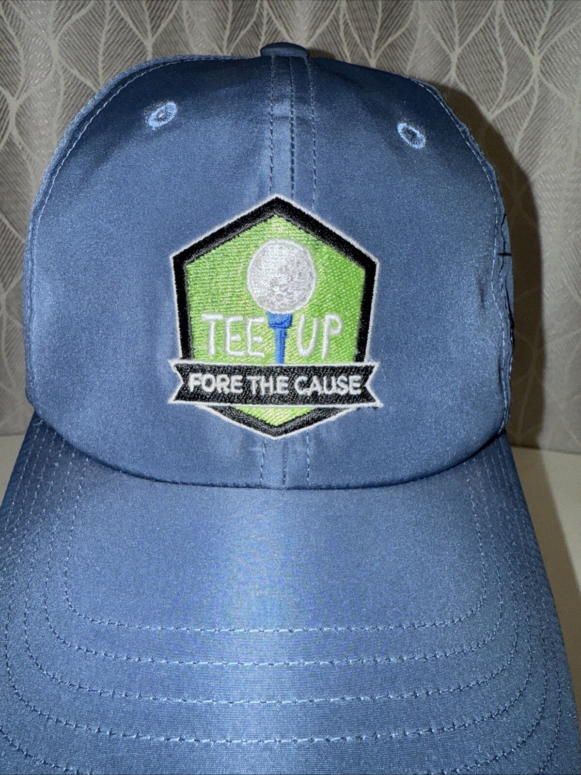 Adidas TEE UP Fore the Cause Patch on Teal Blue Hat Cap w Hook Loop EUC